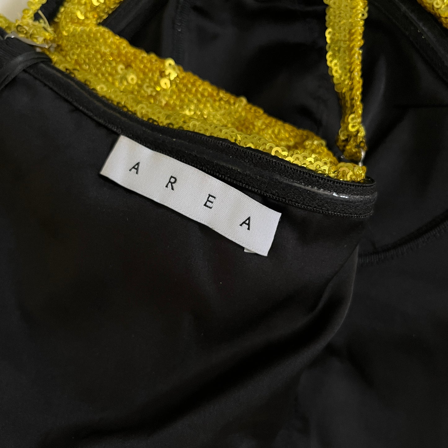 AREA Sequin Corset Top in Gold