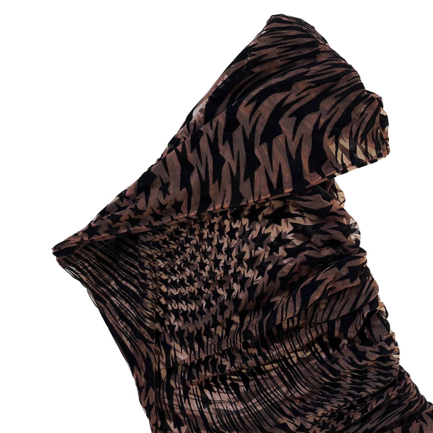 Mugler Off the Shoulder Flocked Star Wavy Dress in Nude 02 & Black