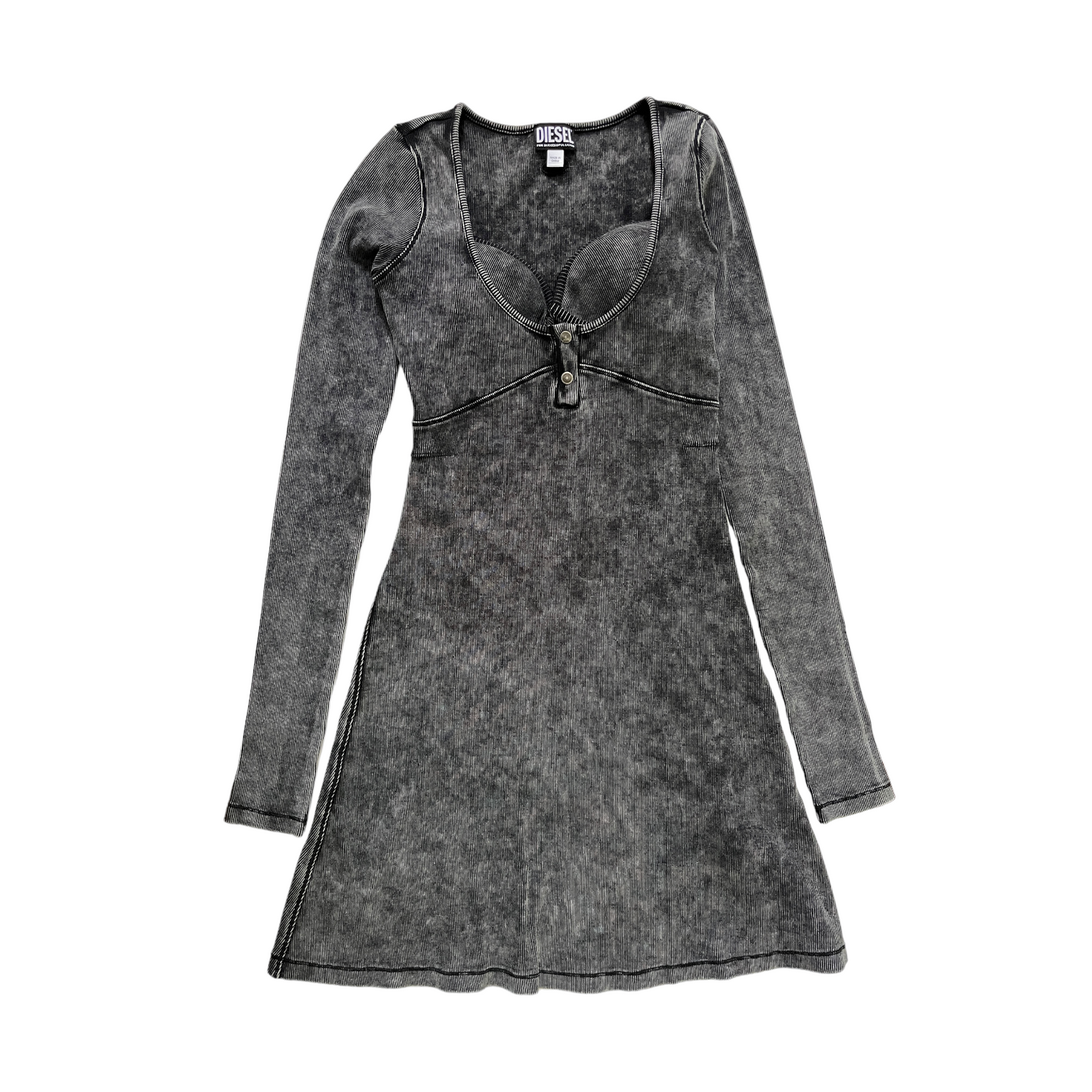 Diesel Branette Long Sleeve Mini Dress in Black