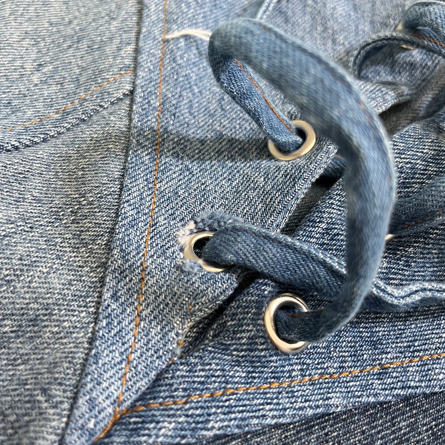 EB Denim Lace Up in Medium Wash