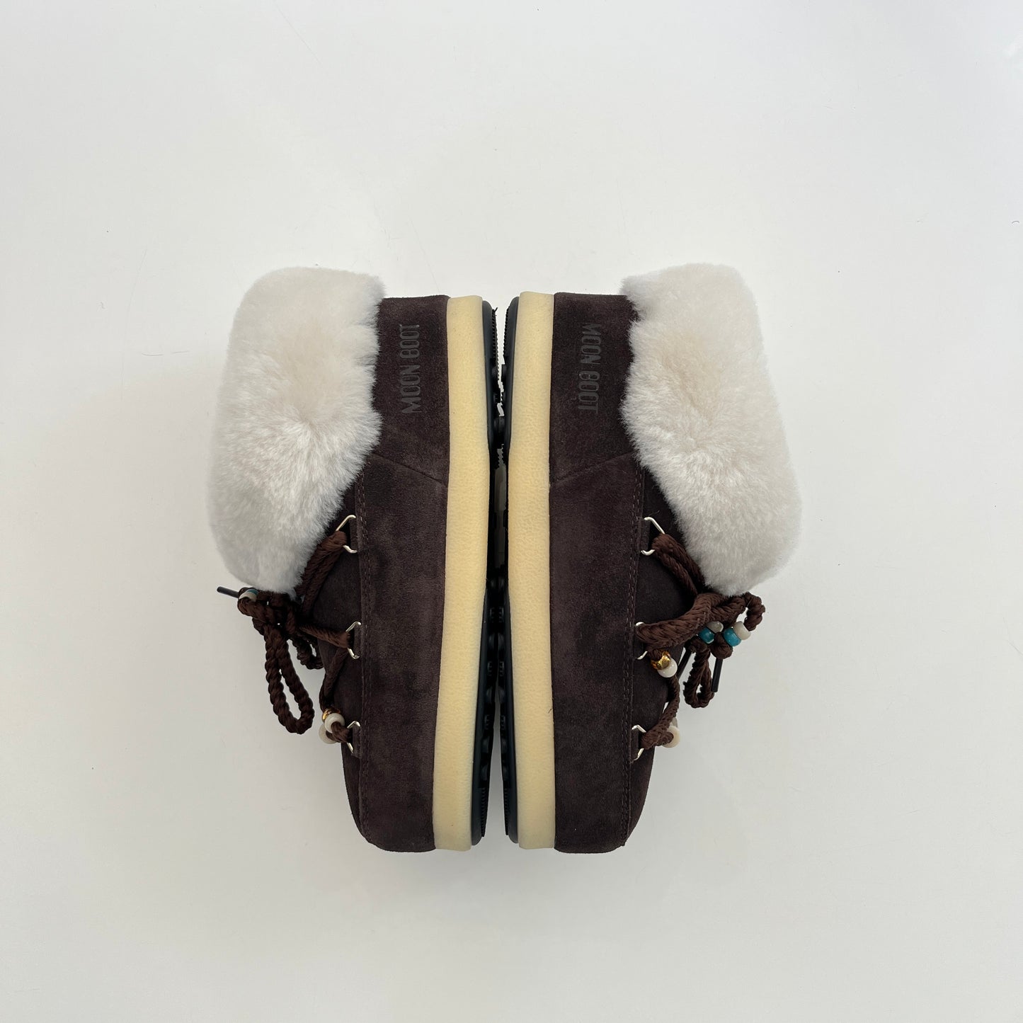 MOON BOOT Evx Mule Suede Bead in Dark Brown & Natural