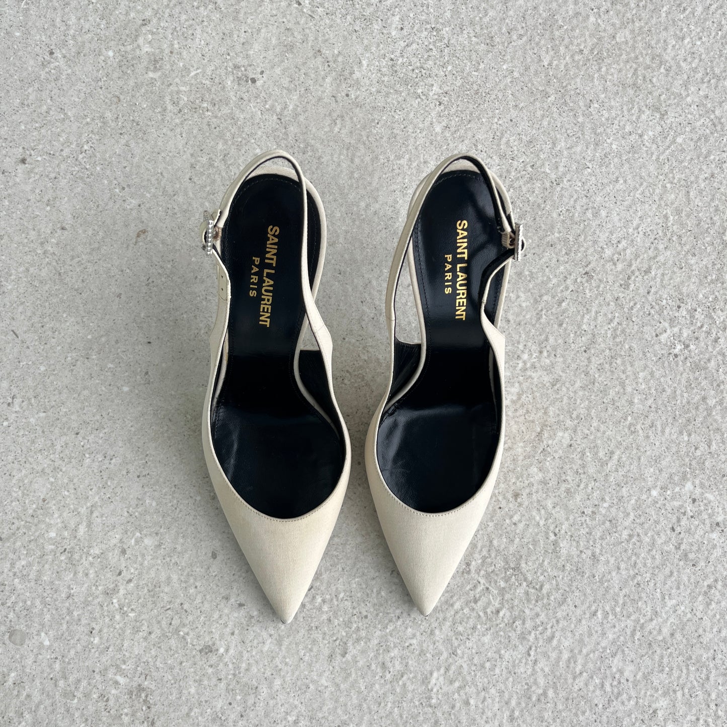Saint Laurent Zoe Slingback Pump in Pale Sand