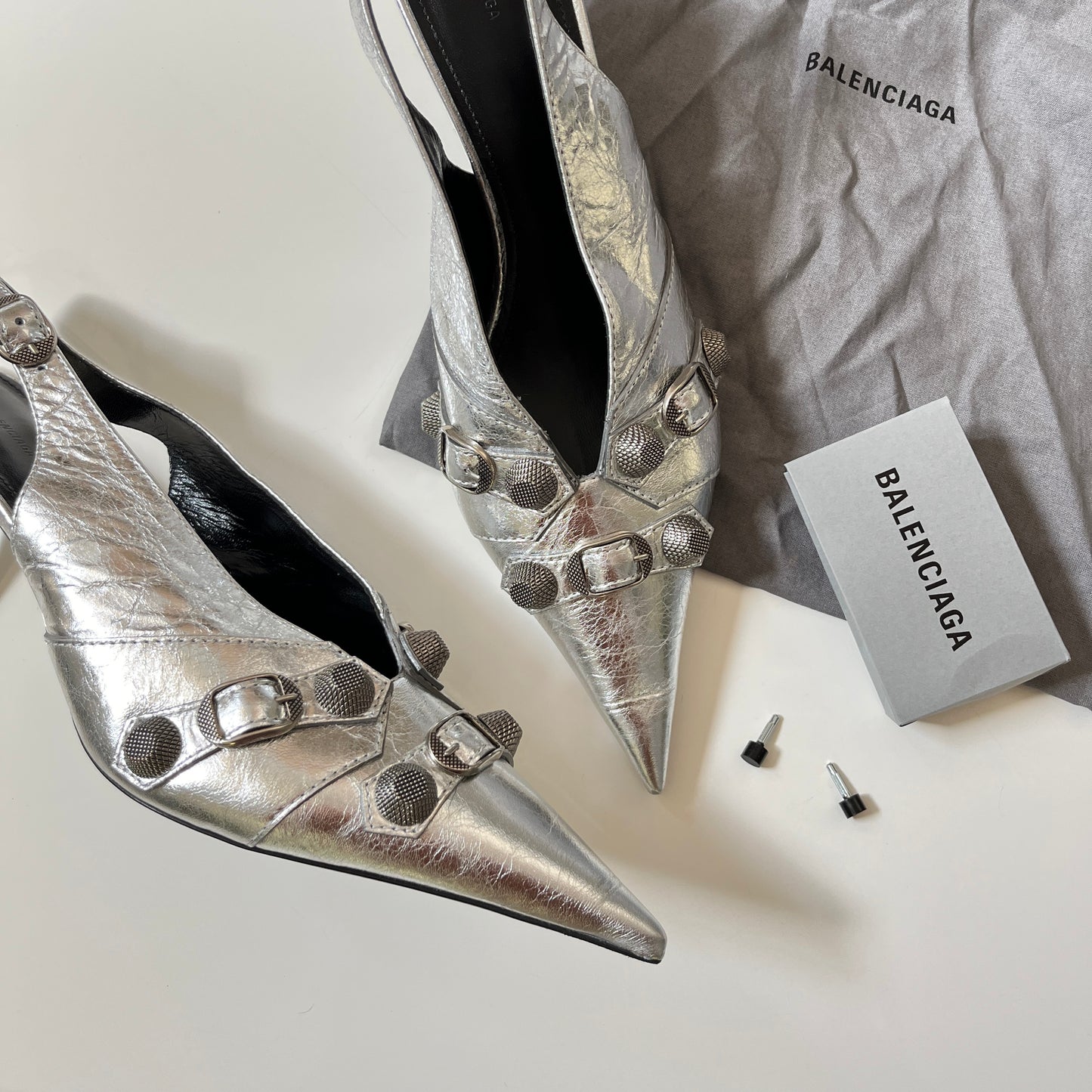 Balenciaga Cagole Sling Pump in Silver