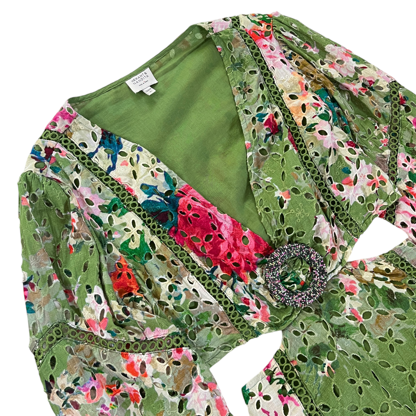 HEMANT AND NANDITA Zaria Short Dress in Military Green