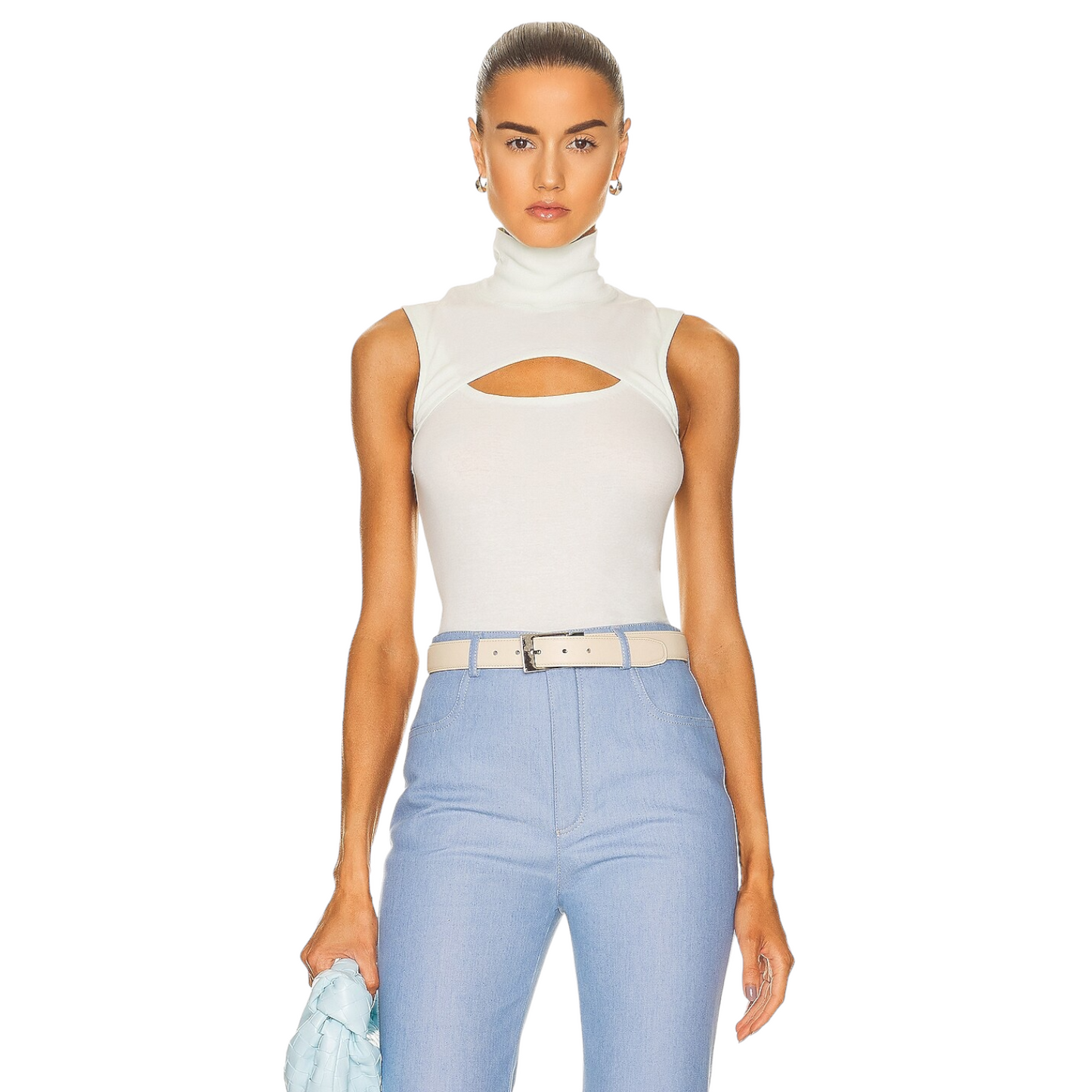 Rosetta Getty Sleeveless Cutout Turtleneck in Mint