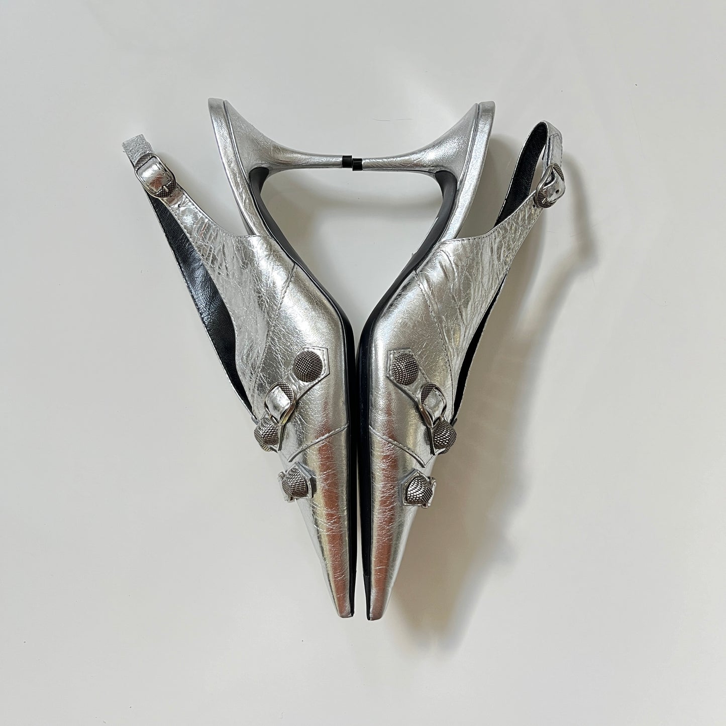 Balenciaga Cagole Sling Pump in Silver