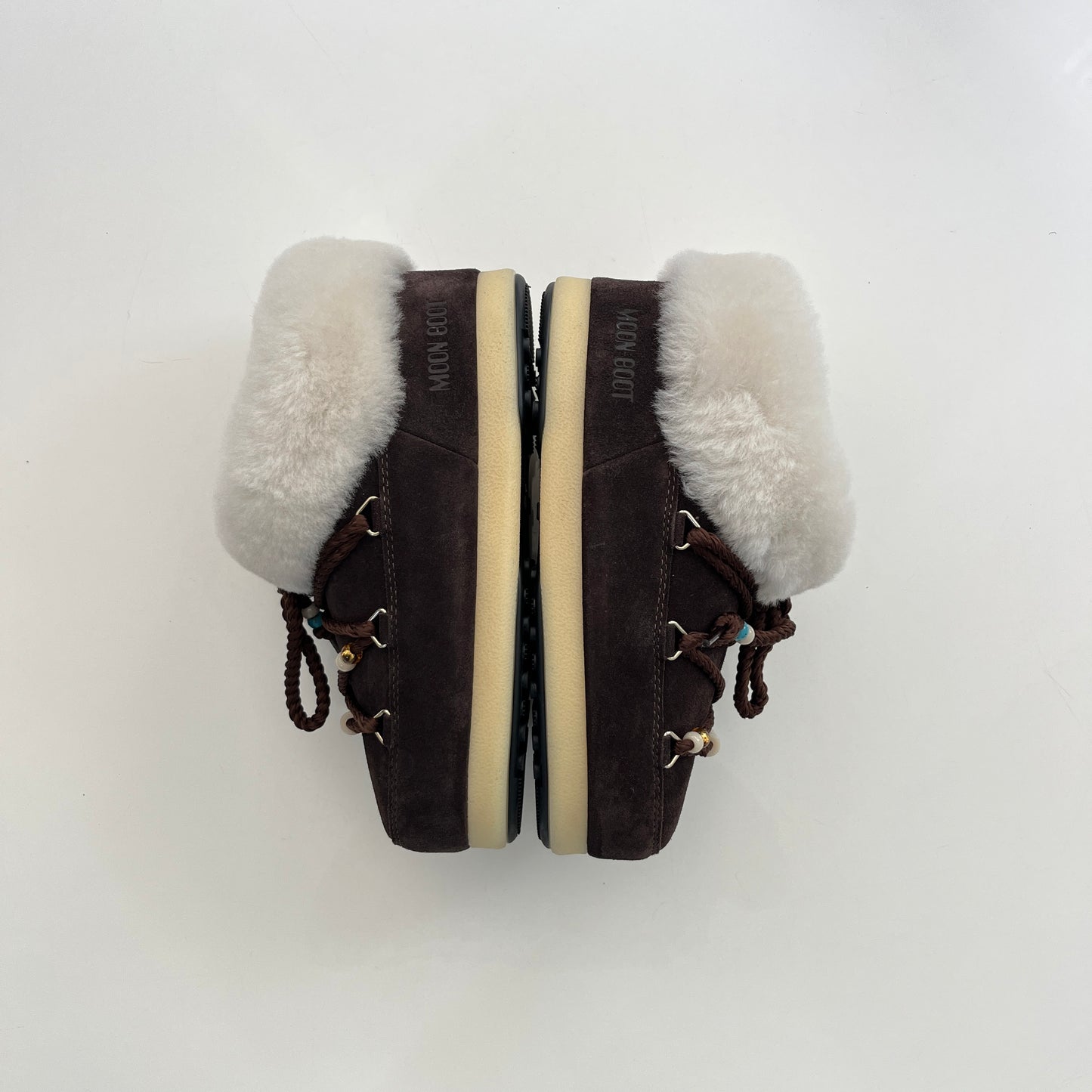 MOON BOOT Evx Mule Suede Bead in Dark Brown & Natural