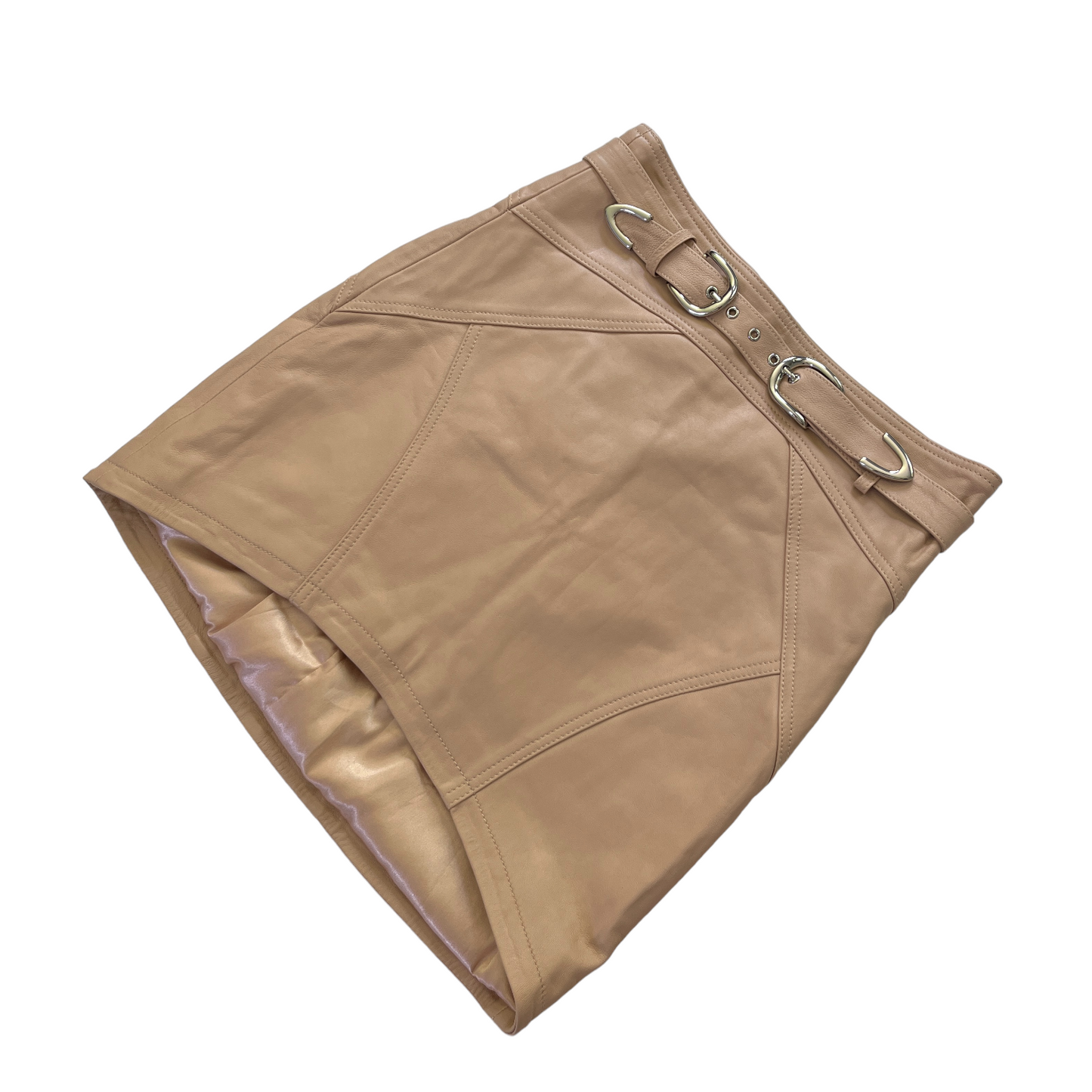 Camila Coelho Luci Leather Mini Skirt in Nude