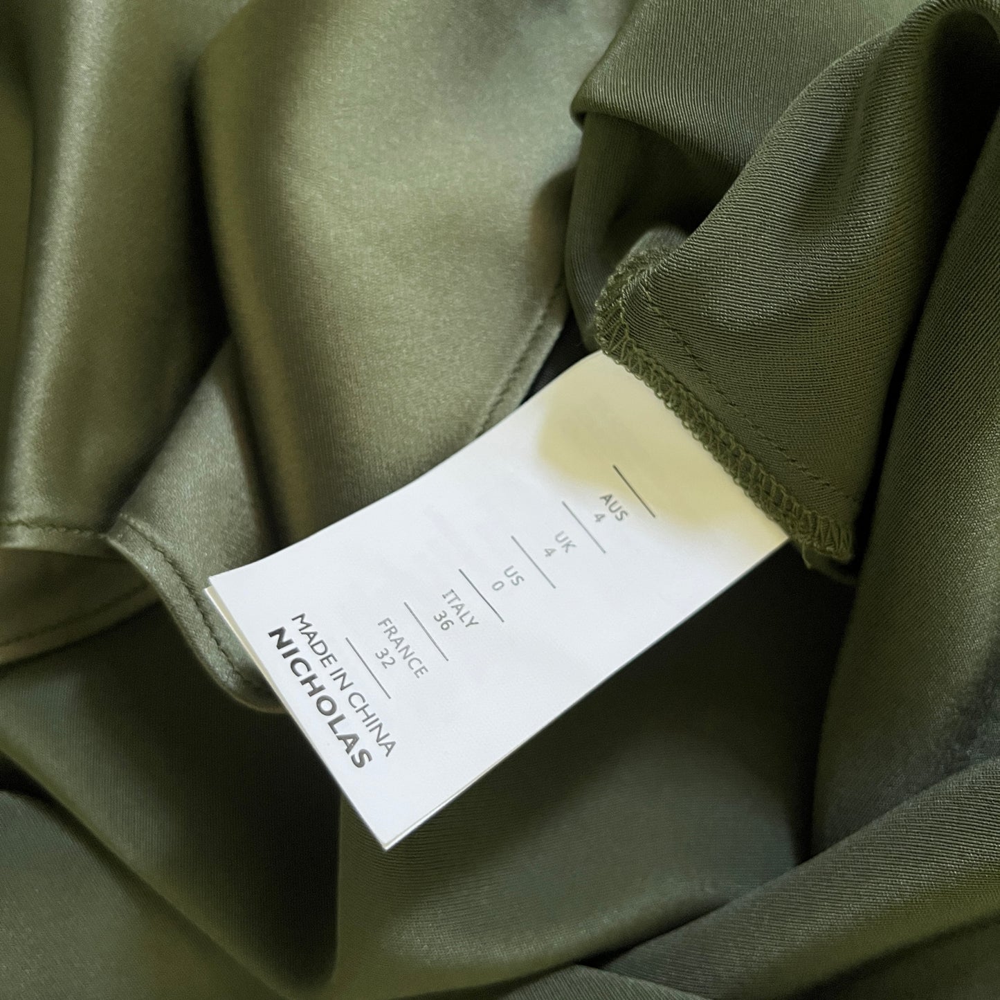 NICHOLAS Edyth Keyhole Necklace Gown in Dark Olive