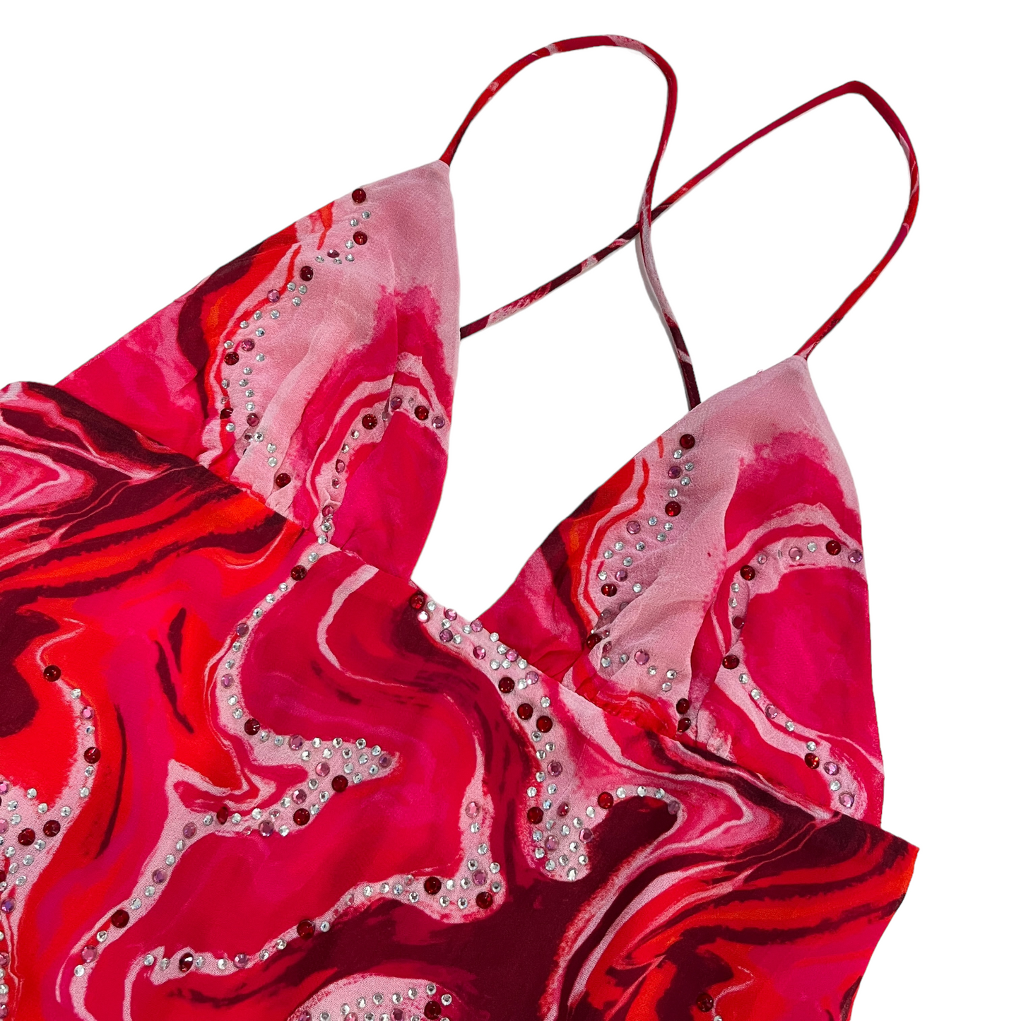 h:ours Dionne Mini Dress in Red Swirl Print