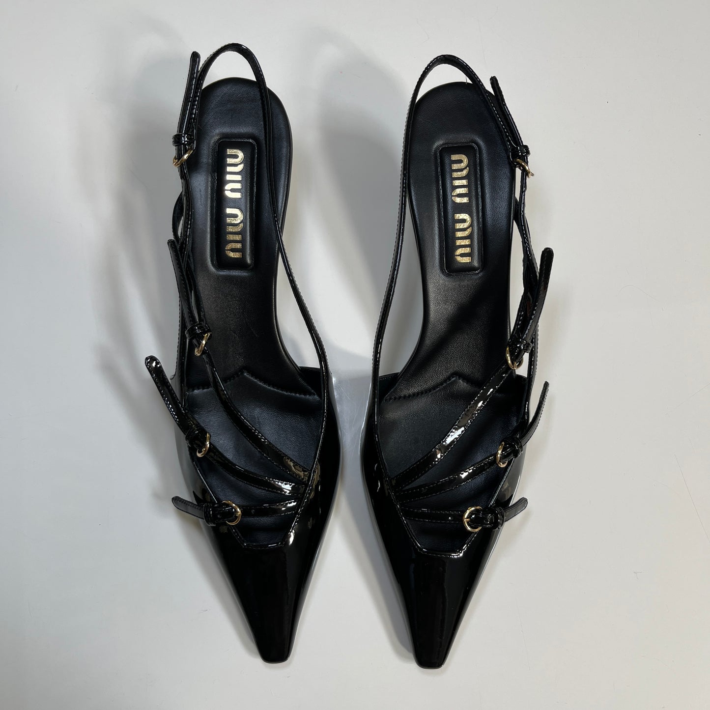 Miu Miu Heel Sandal in Vernice Nero