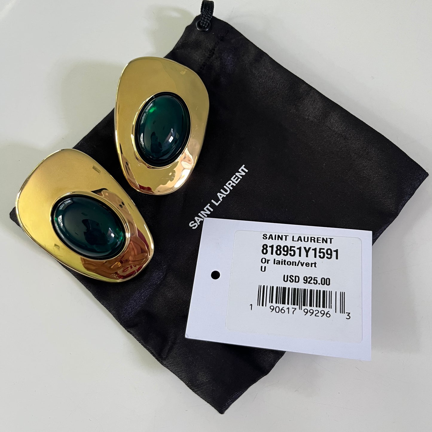 Saint Laurent Earrings in Or Laiton & Vert