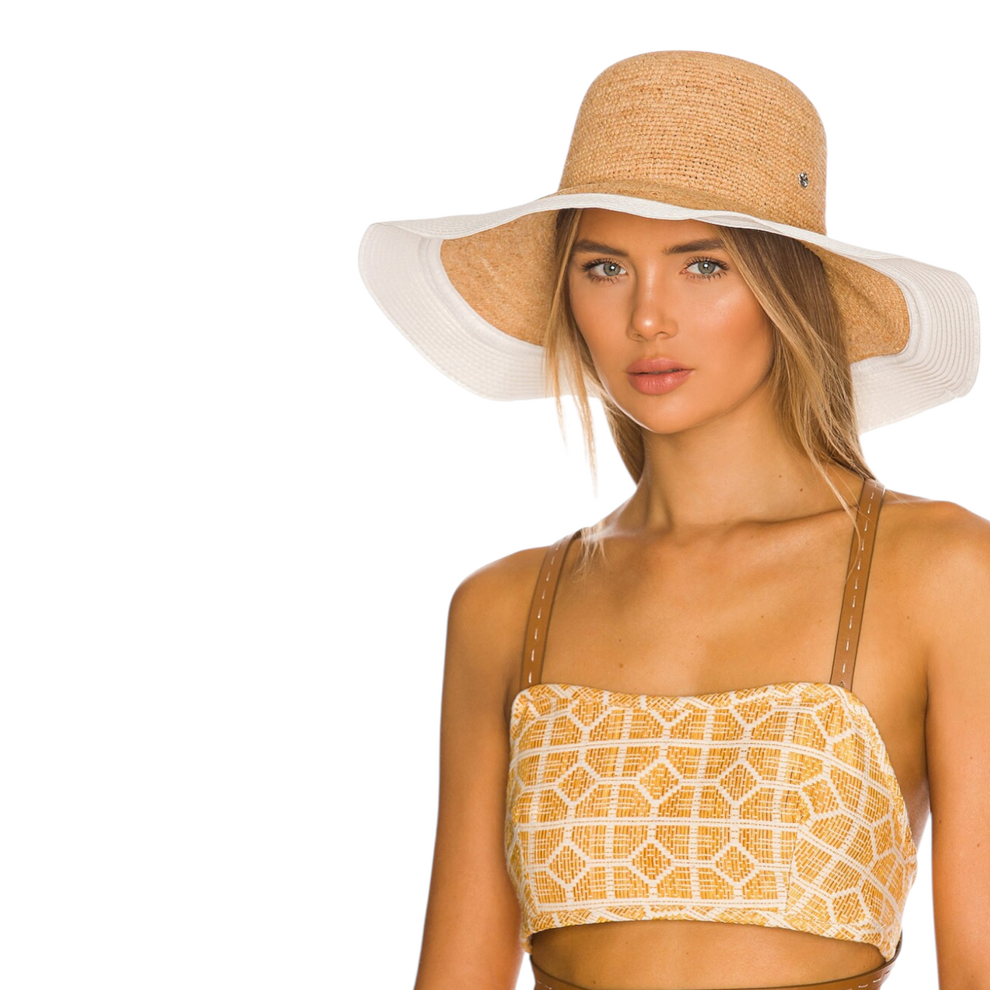 florabella Lucia Brim Sunhat in Natural & White