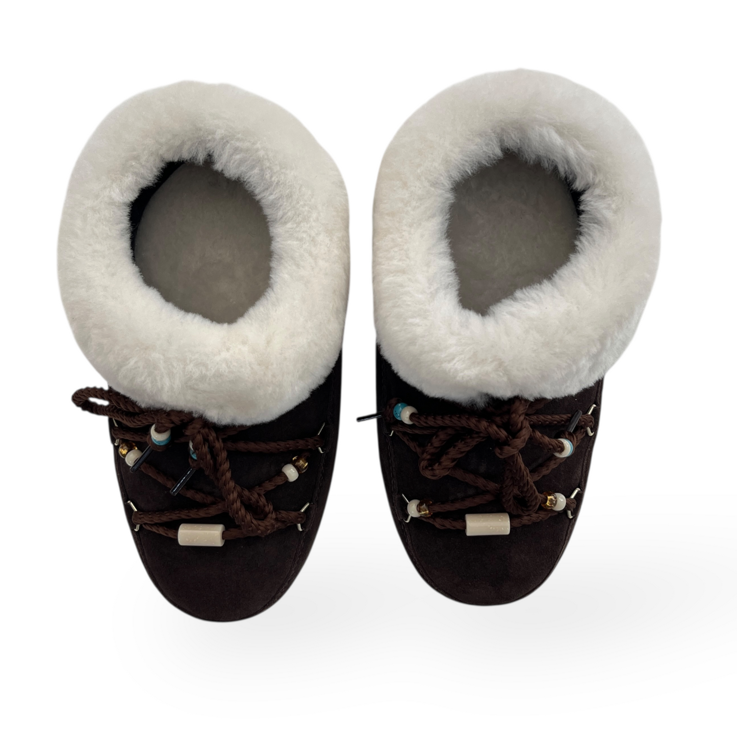 MOON BOOT Evx Mule Suede Bead in Dark Brown & Natural