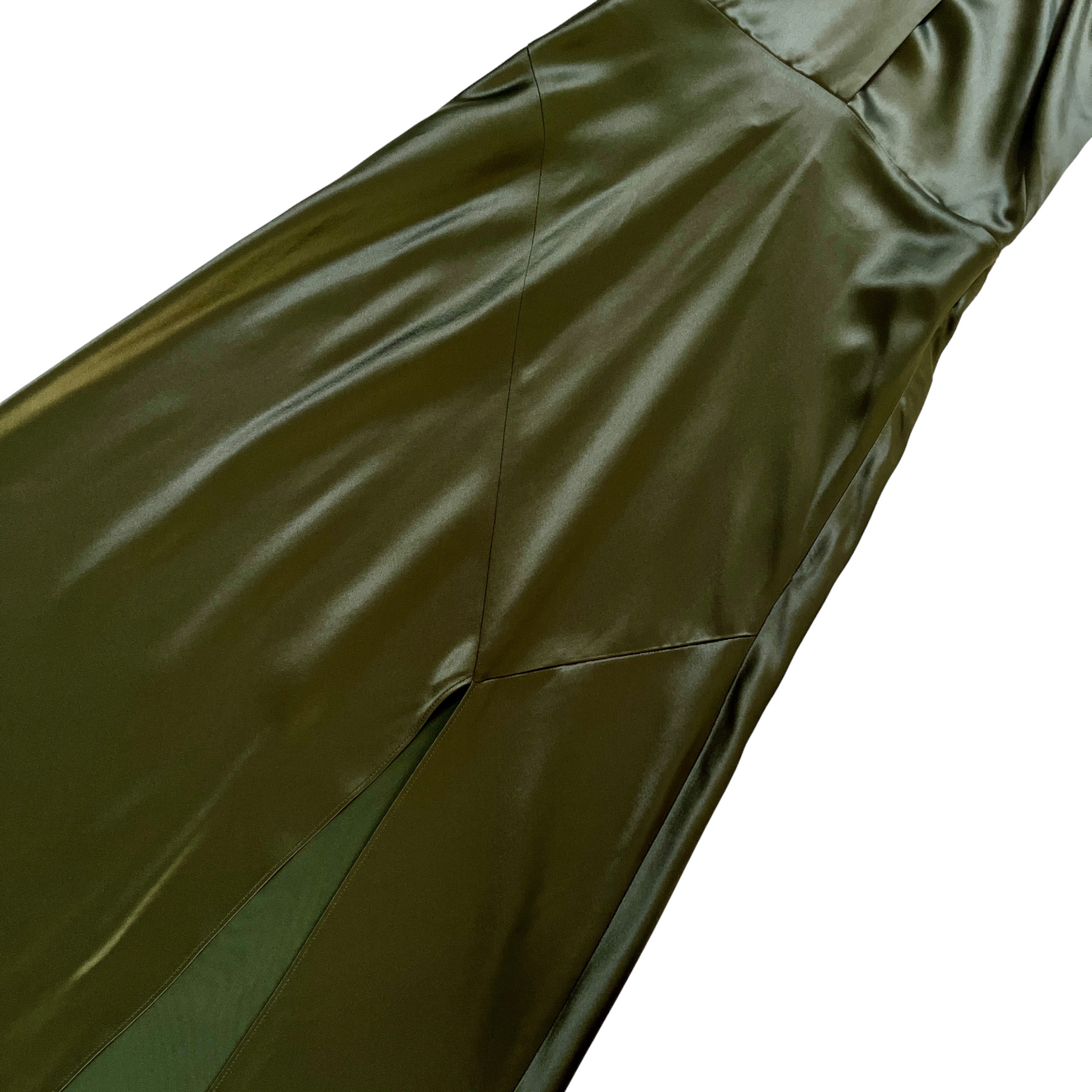 NICHOLAS Edyth Keyhole Necklace Gown in Dark Olive