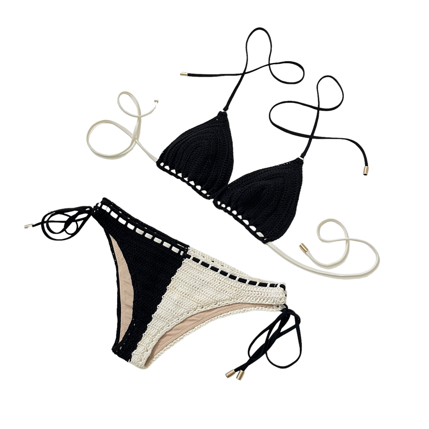 Zimmermann Clover Crochet Bikini Set in Black & White