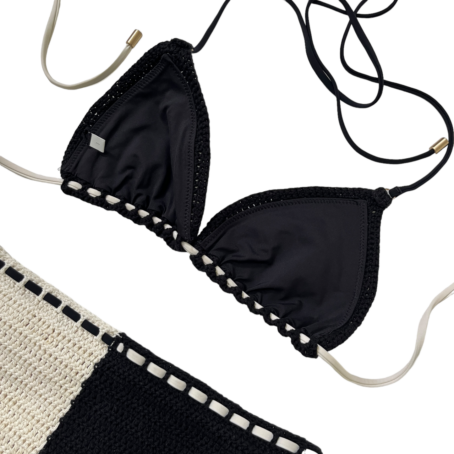 Zimmermann Clover Crochet Bikini Set in Black & White