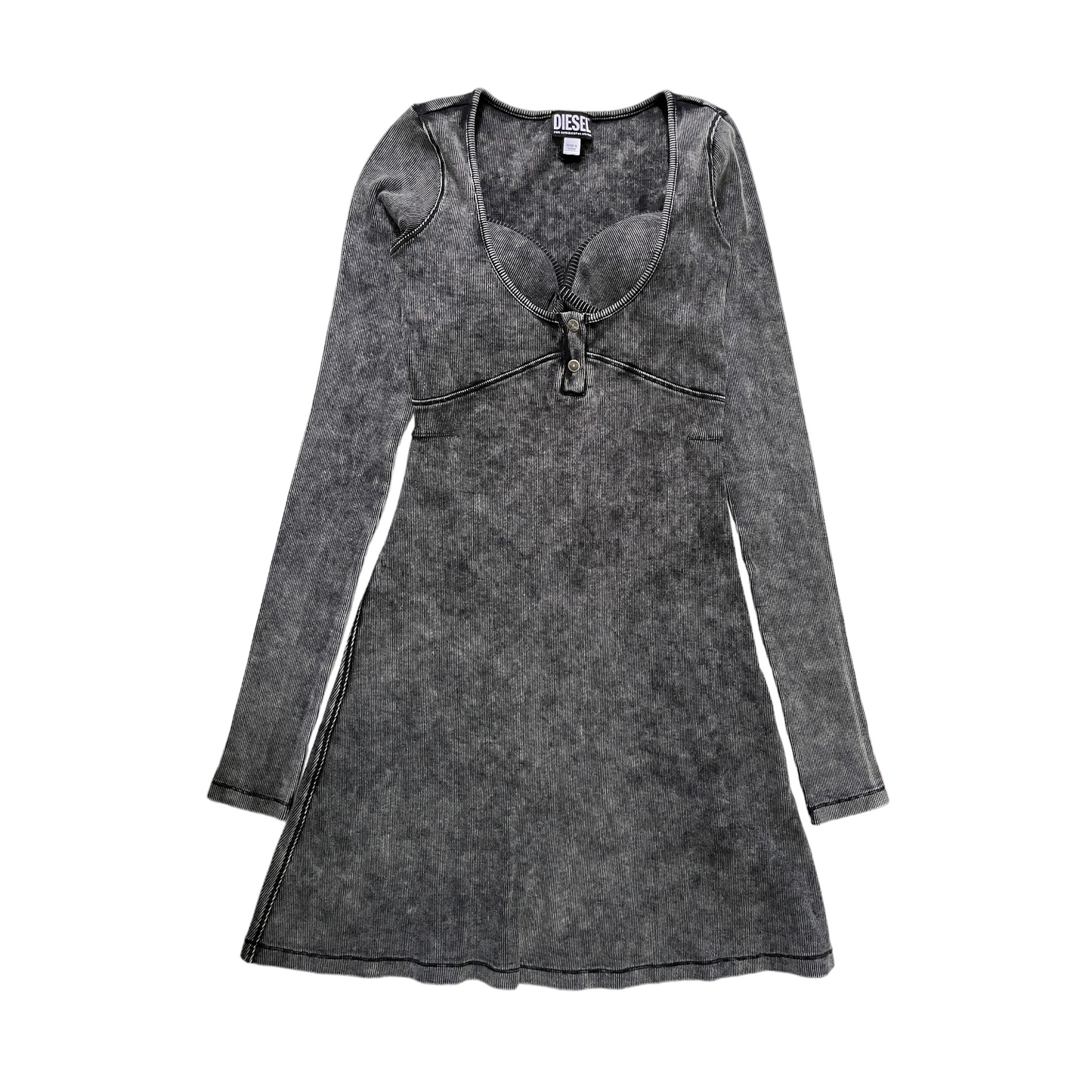 Diesel Branette Long Sleeve Mini Dress in Black