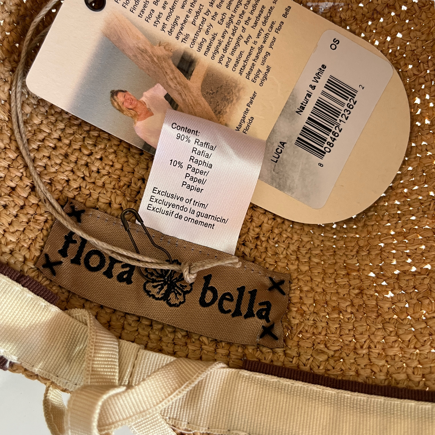 florabella Lucia Brim Sunhat in Natural & White