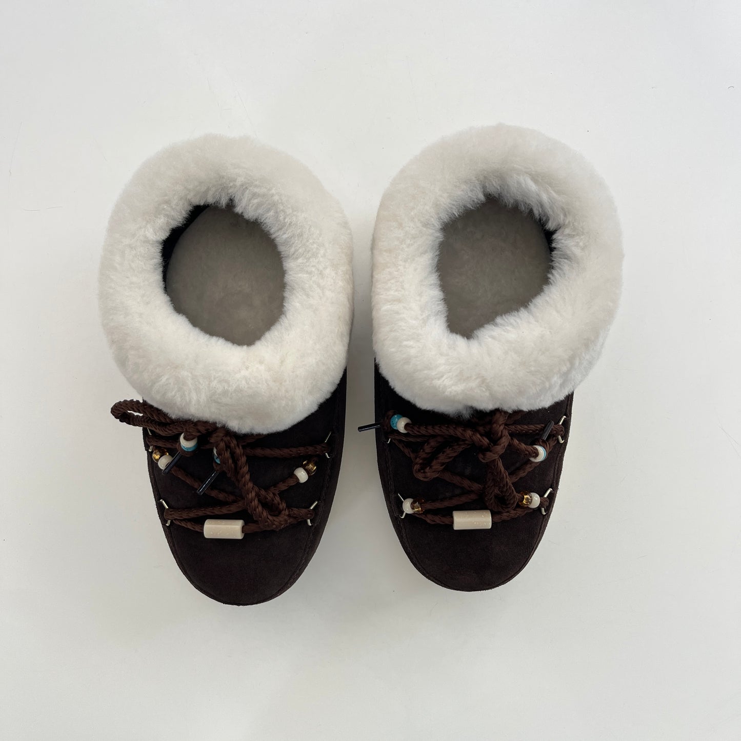 MOON BOOT Evx Mule Suede Bead in Dark Brown & Natural