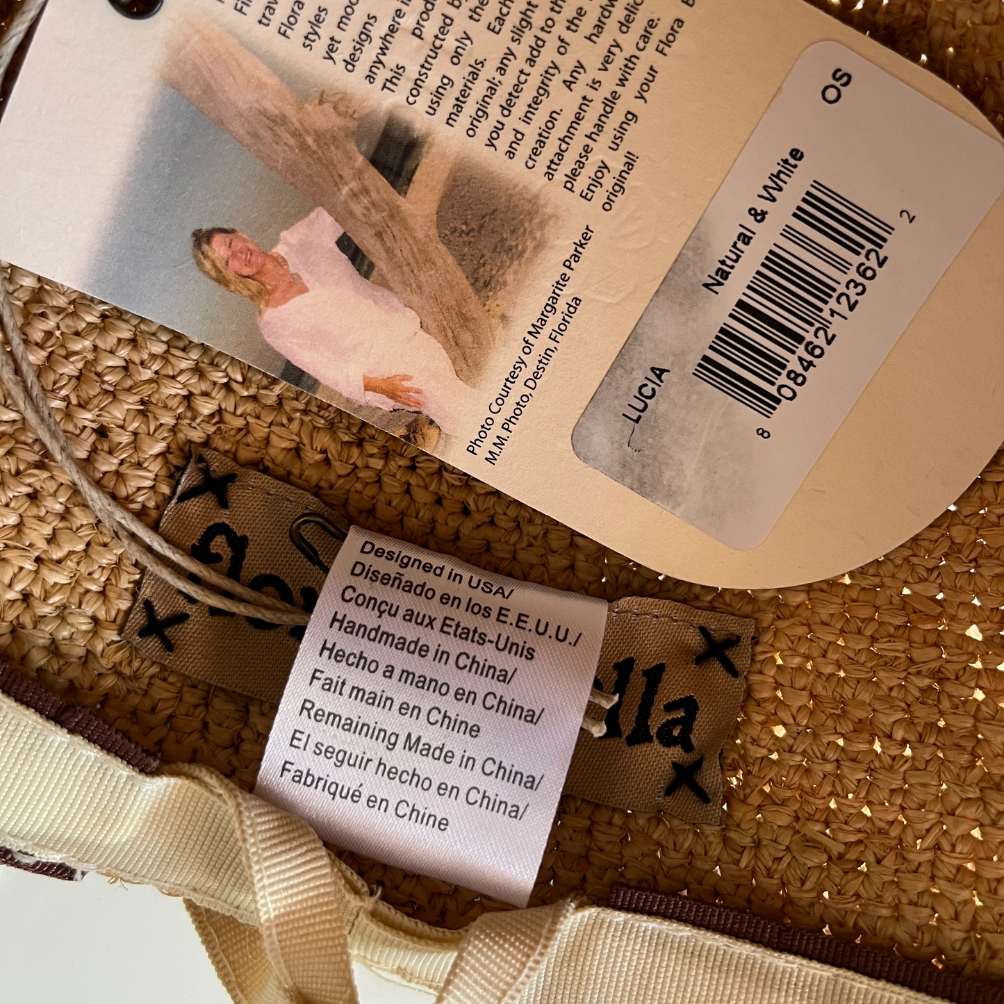 florabella Lucia Brim Sunhat in Natural & White