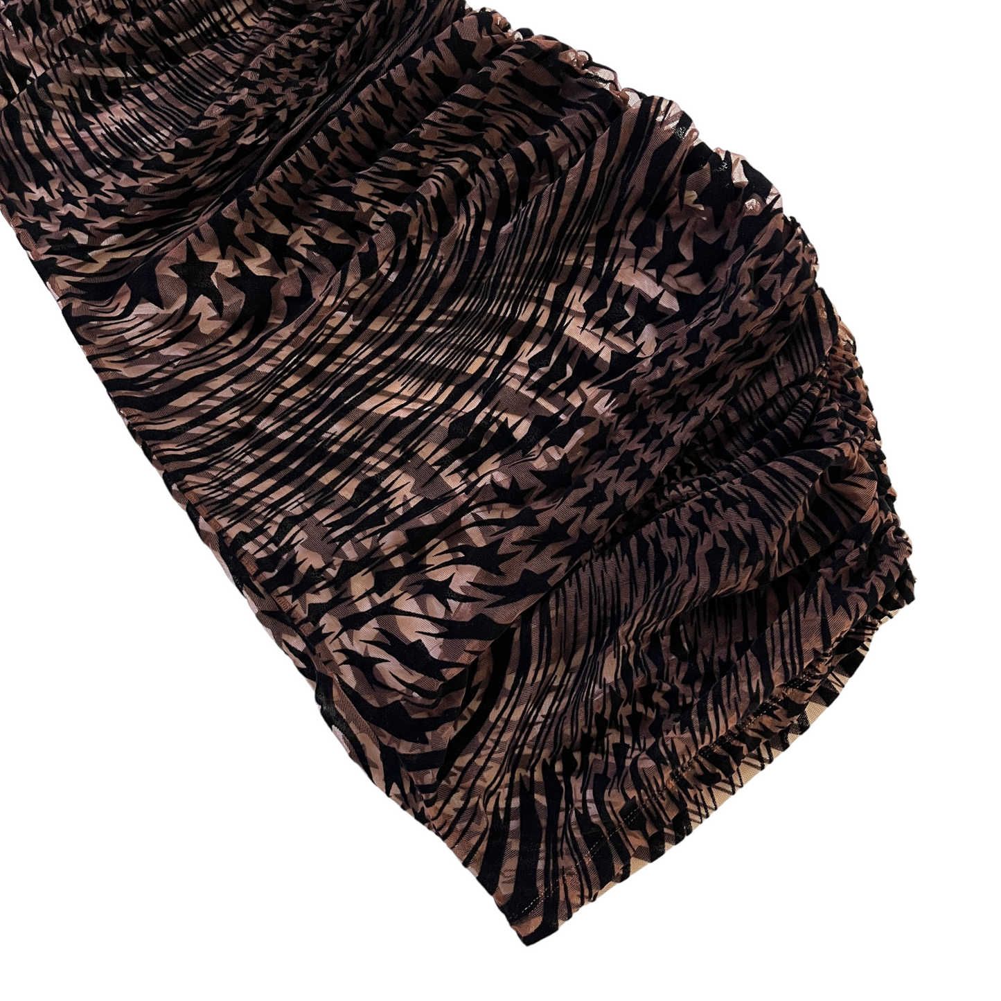 Mugler Off the Shoulder Flocked Star Wavy Dress in Nude 02 & Black