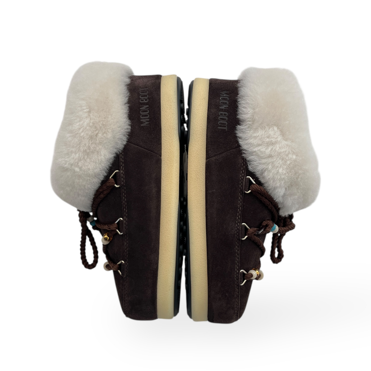 MOON BOOT Evx Mule Suede Bead in Dark Brown & Natural