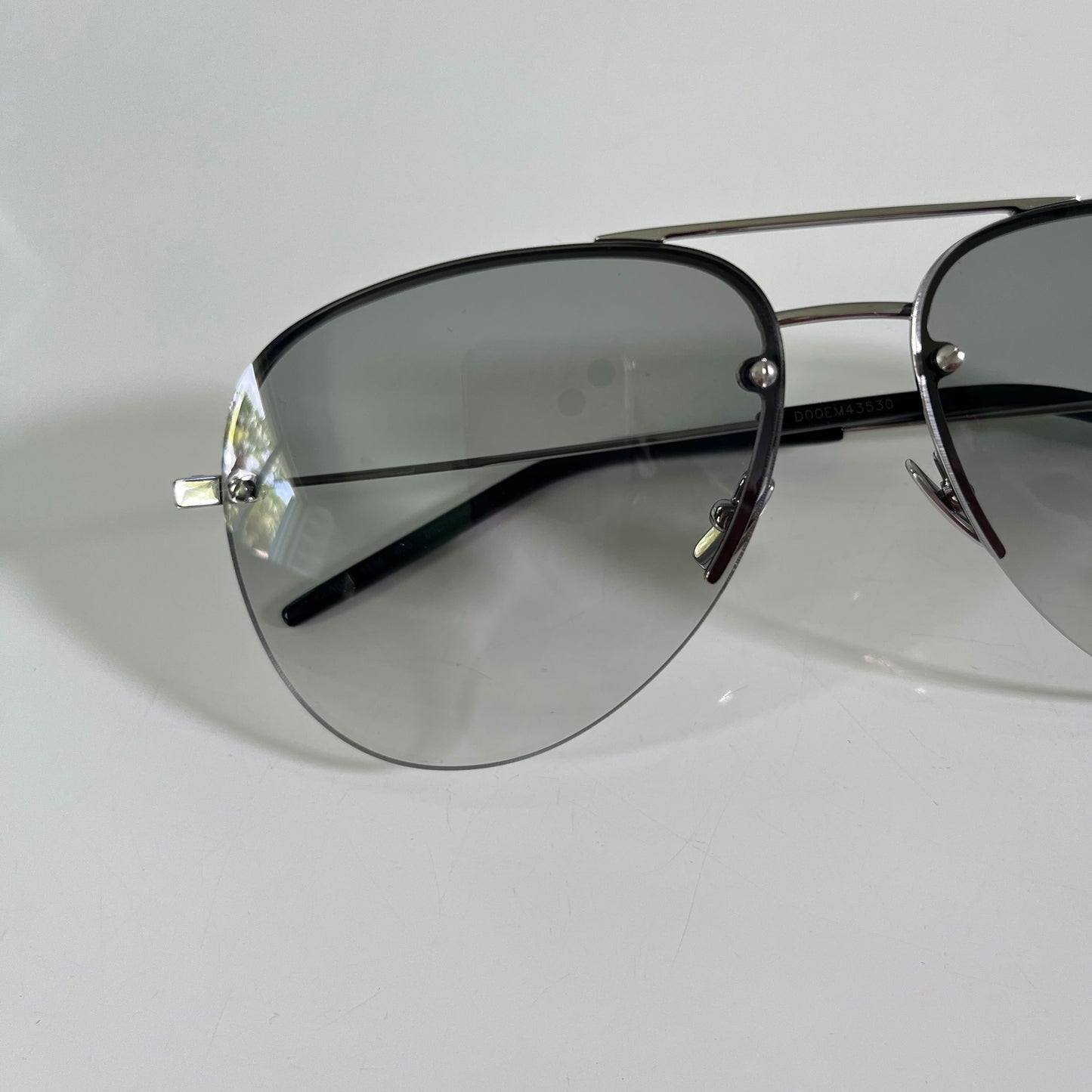 Saint Laurent Classic 11M Sunglasses in Shiny Silver & Gradient Grey
