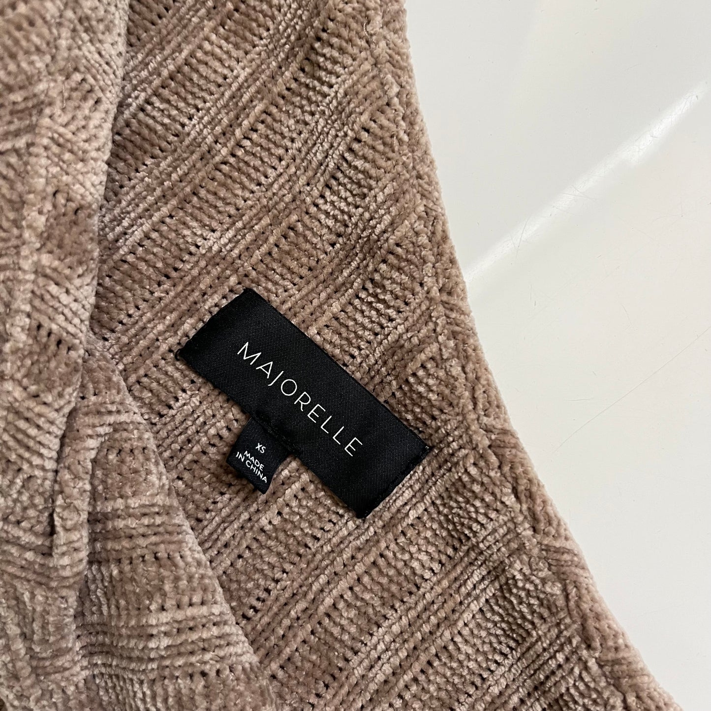 MAJORELLE Shea Chenille Mini Dress in Mocha Latte