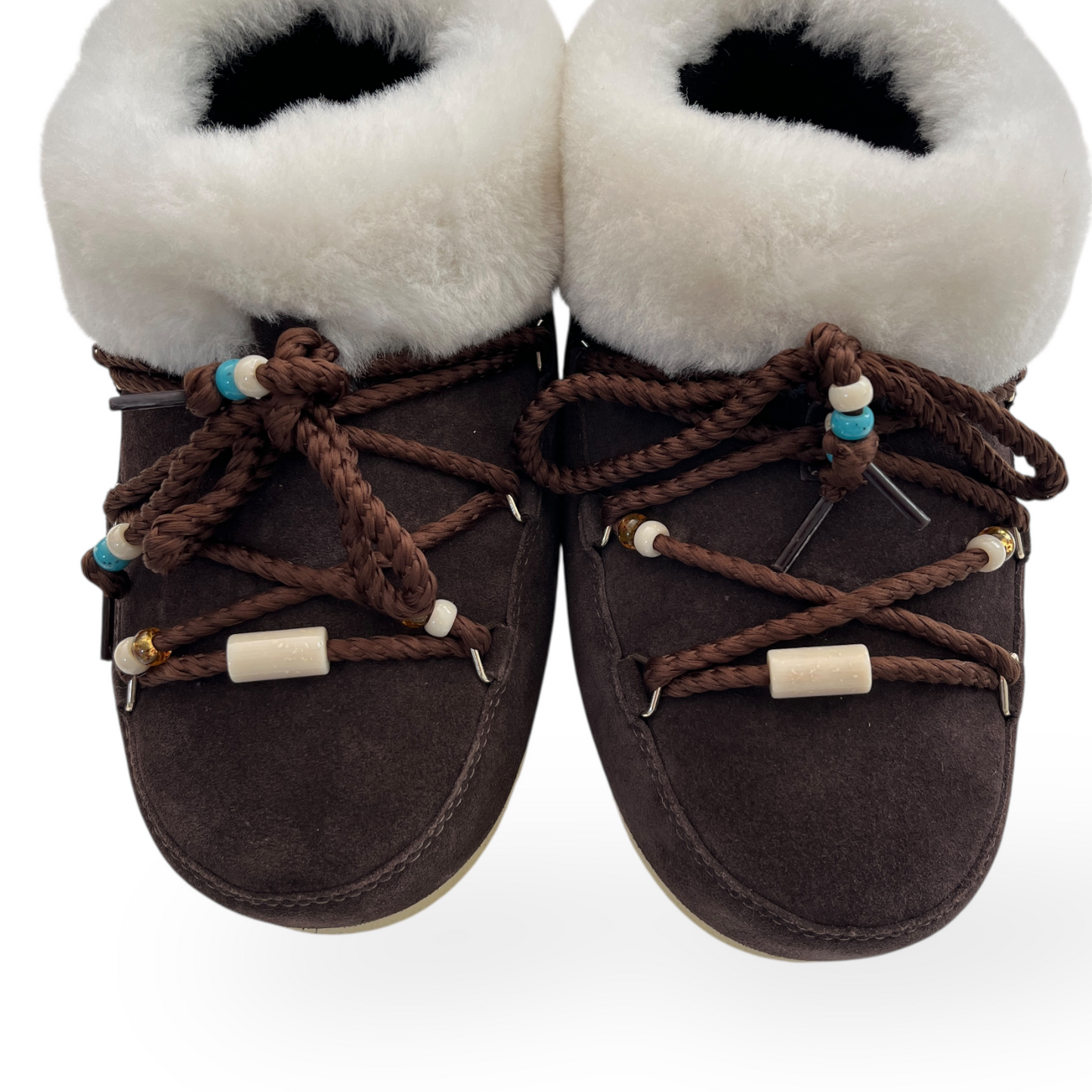MOON BOOT Evx Mule Suede Bead in Dark Brown & Natural
