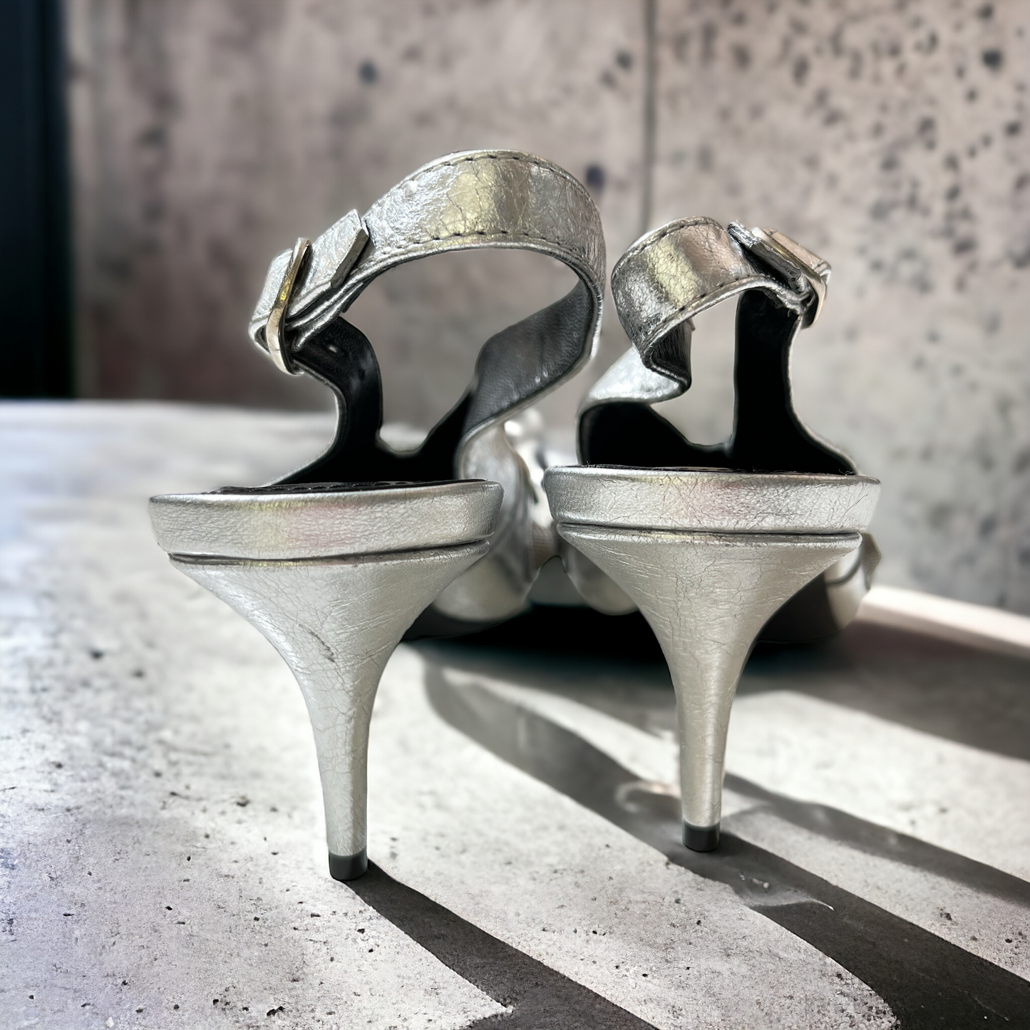 Balenciaga Cagole Sling Pump in Silver