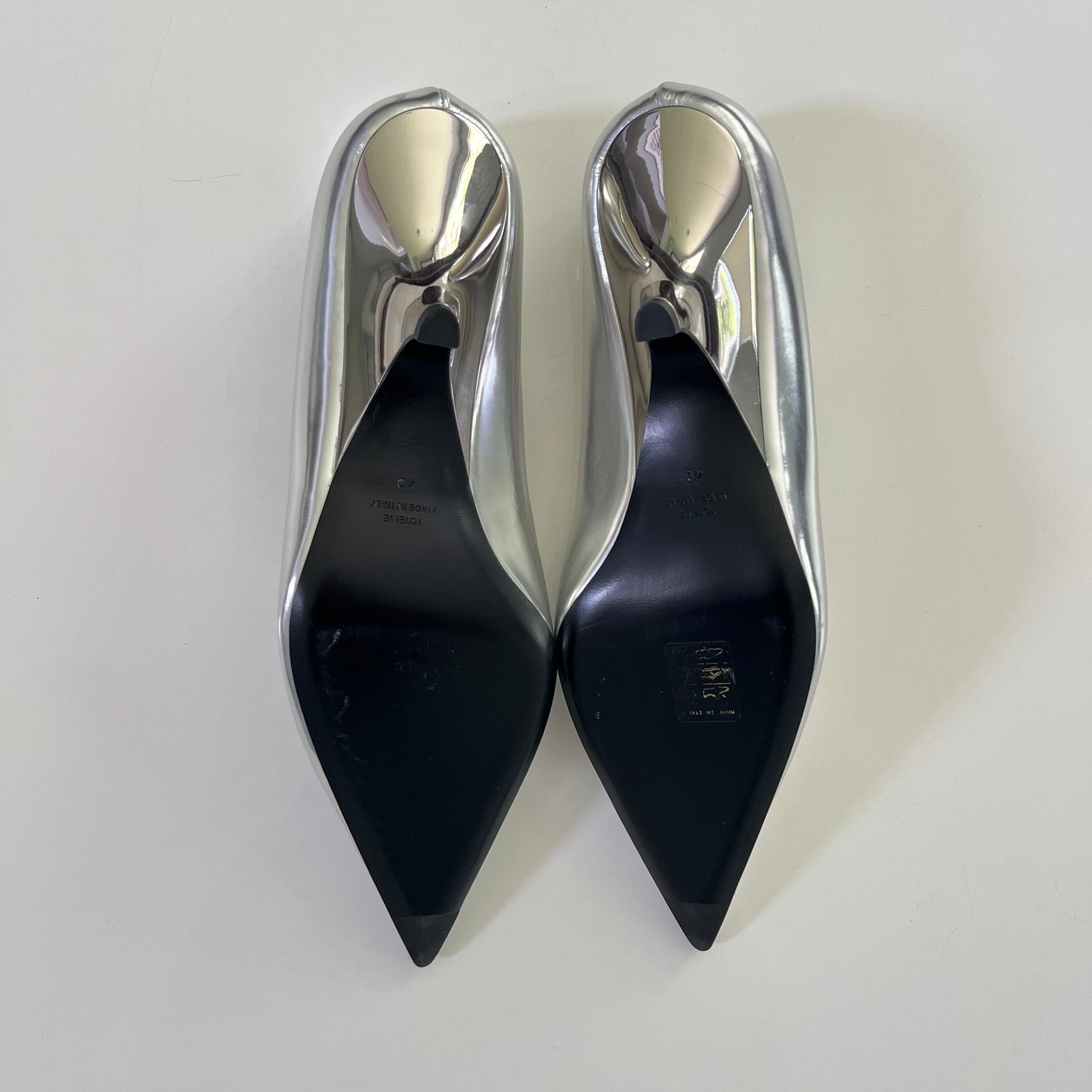 Toteme Wedge Heel Pumps in Mirror Silver