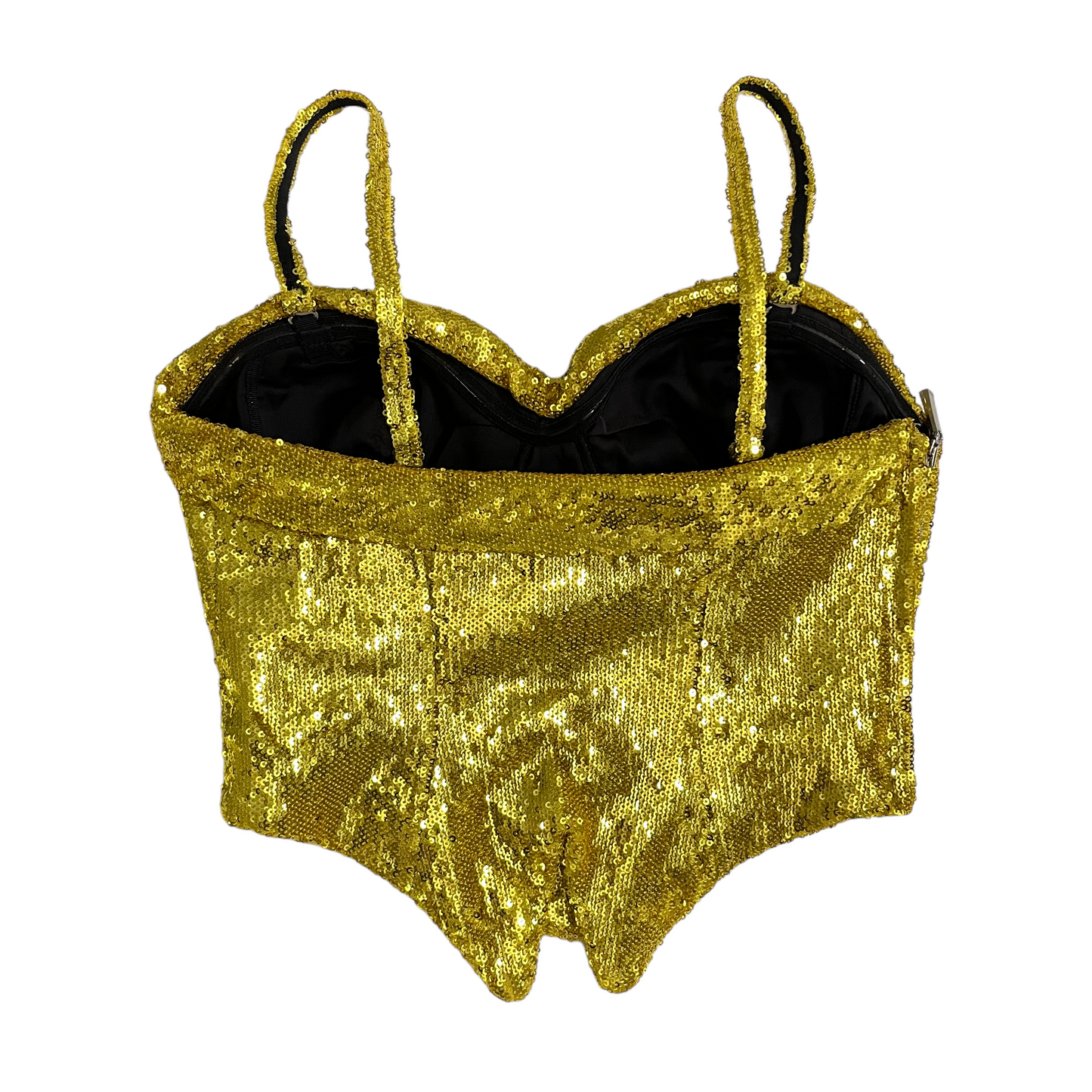 AREA Sequin Corset Top in Gold