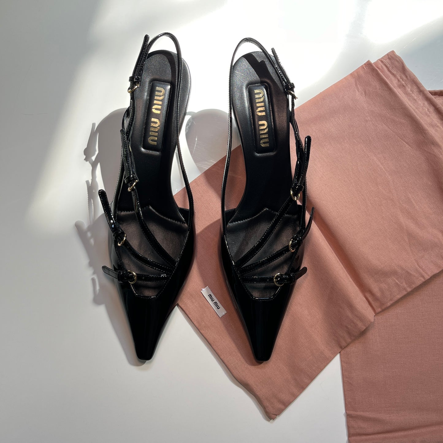 Miu Miu Heel Sandal in Vernice Nero