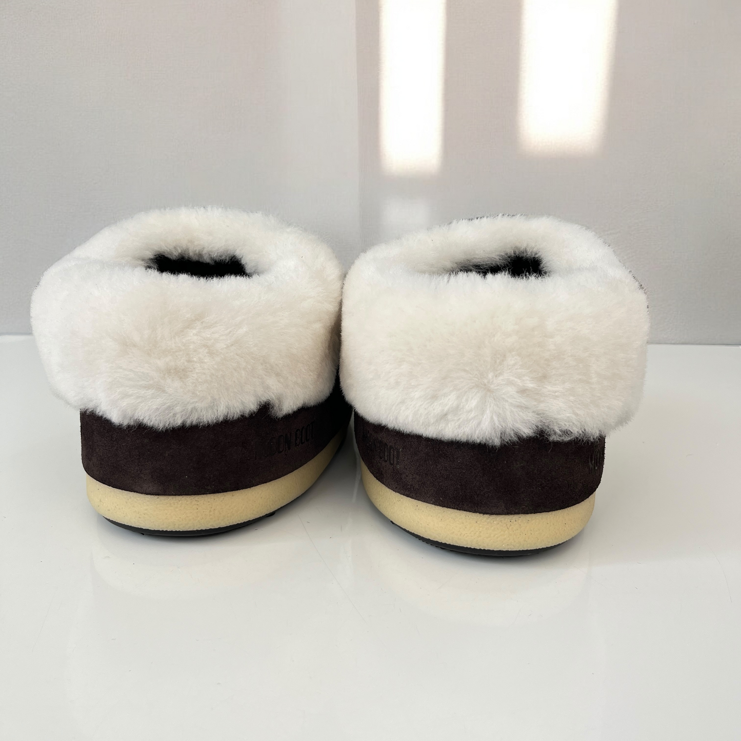 MOON BOOT Evx Mule Suede Bead in Dark Brown & Natural