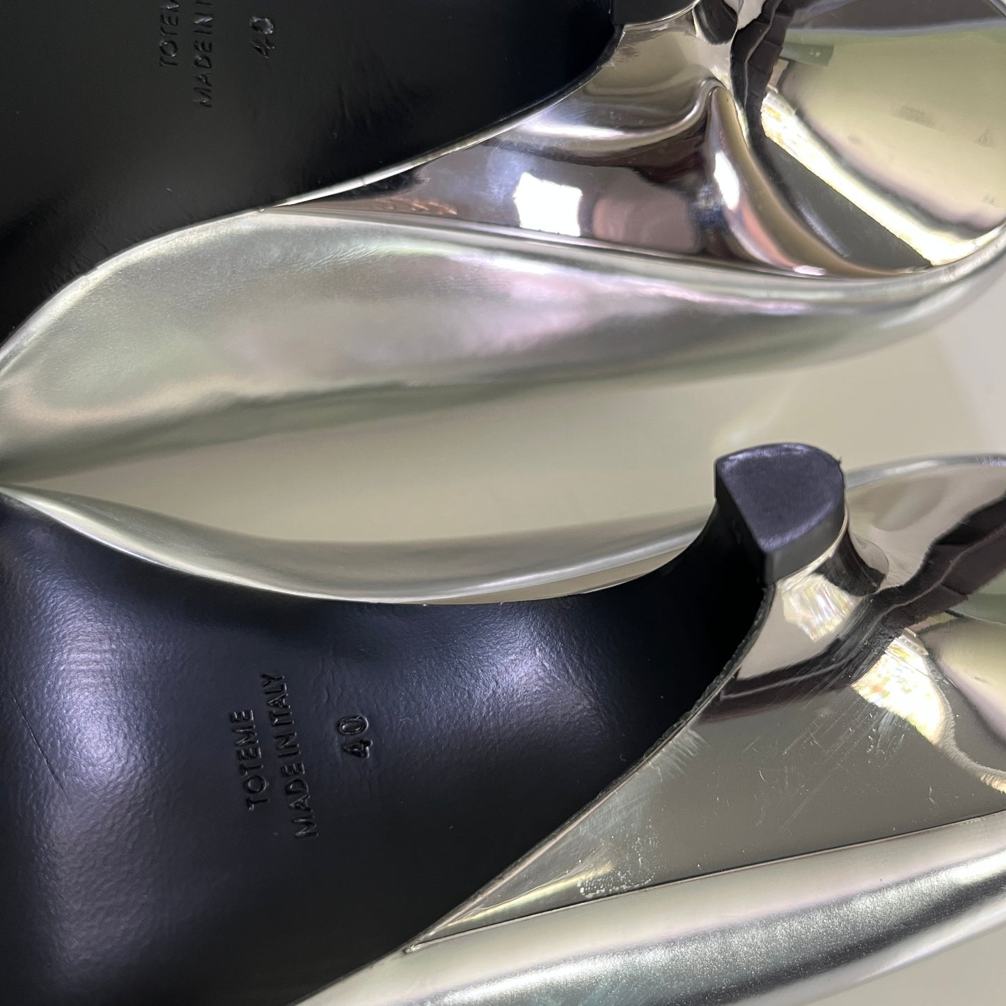 Toteme Wedge Heel Pumps in Mirror Silver