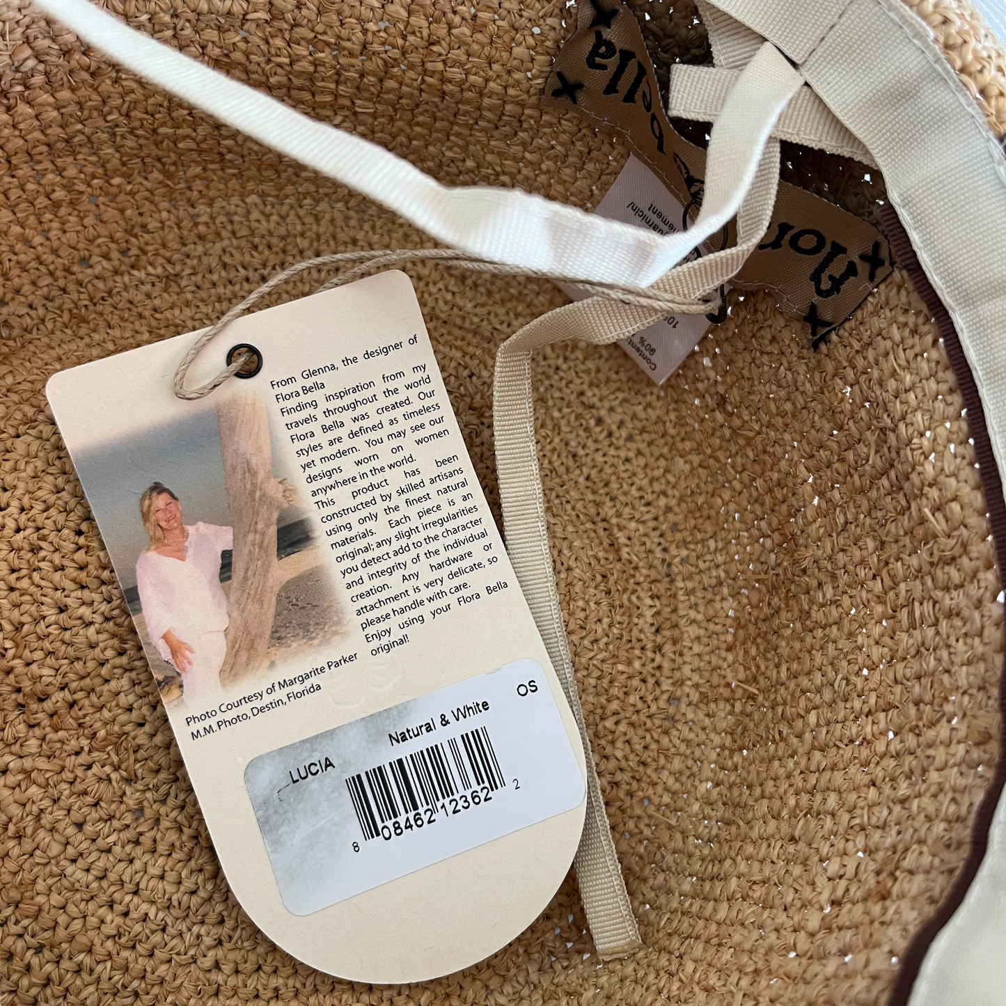 florabella Lucia Brim Sunhat in Natural & White