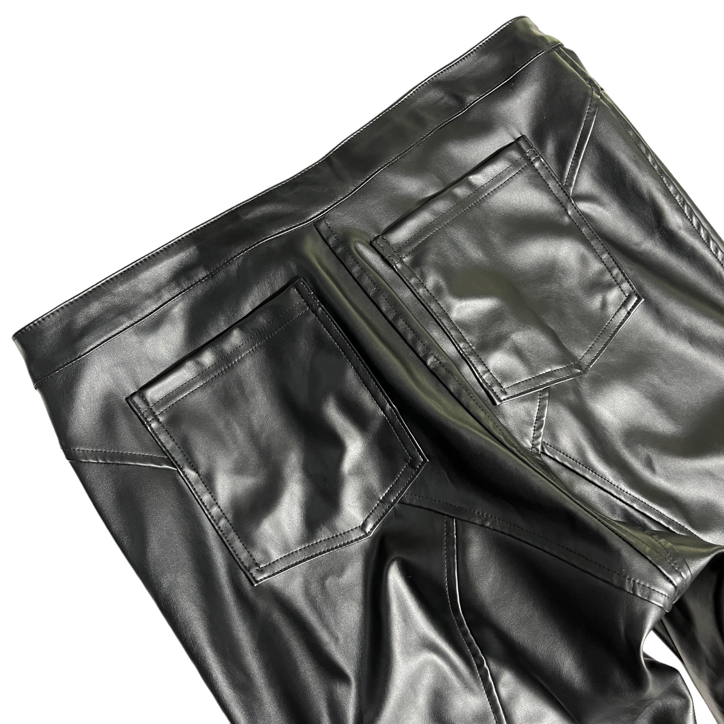 EB Denim Faux Leather Lace Up Pants in Black