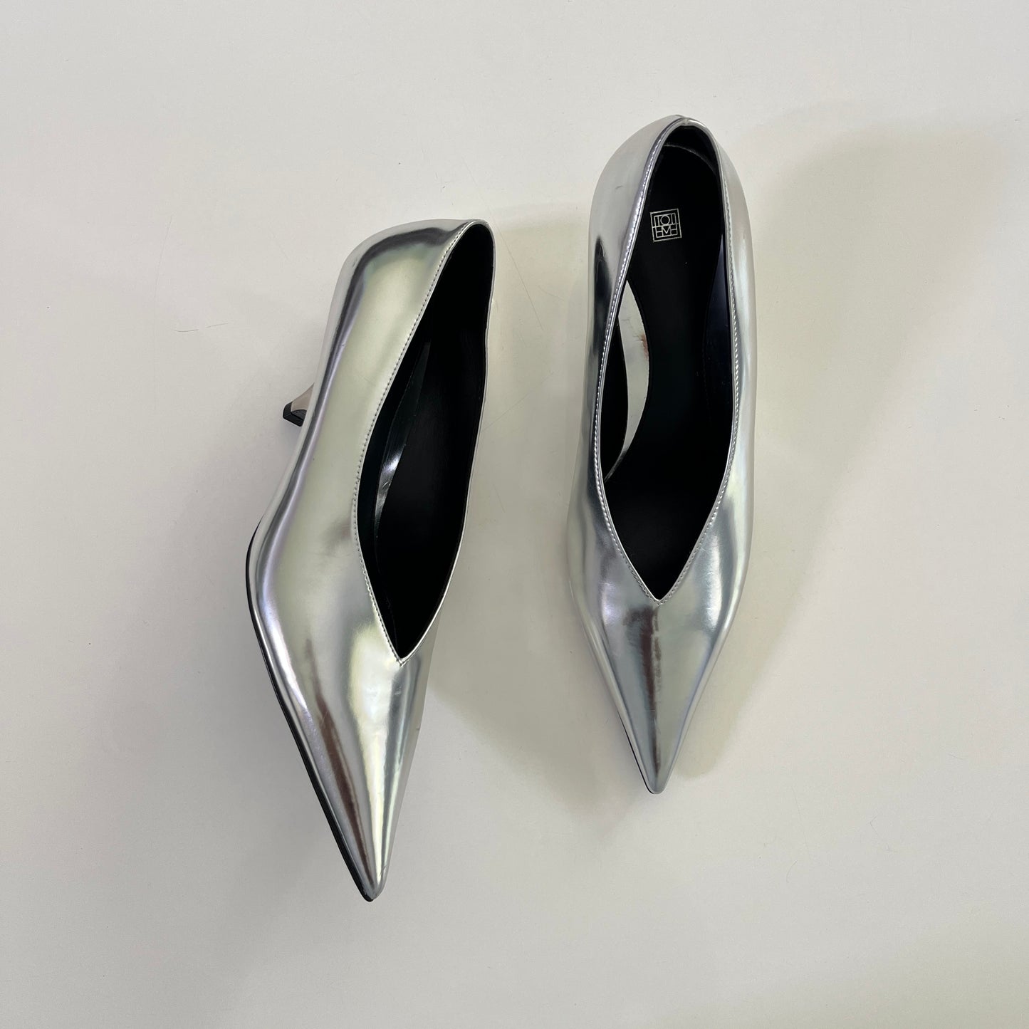 Toteme Wedge Heel Pumps in Mirror Silver