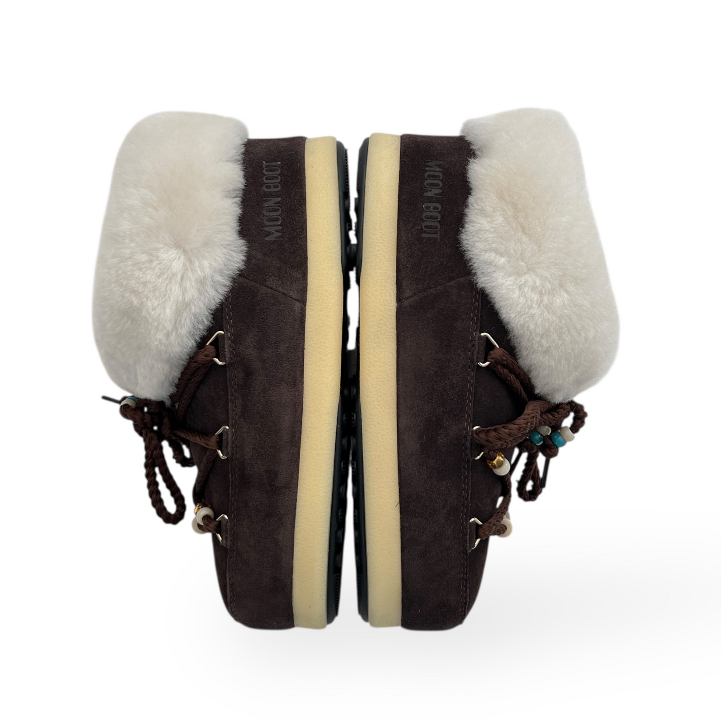 MOON BOOT Evx Mule Suede Bead in Dark Brown & Natural