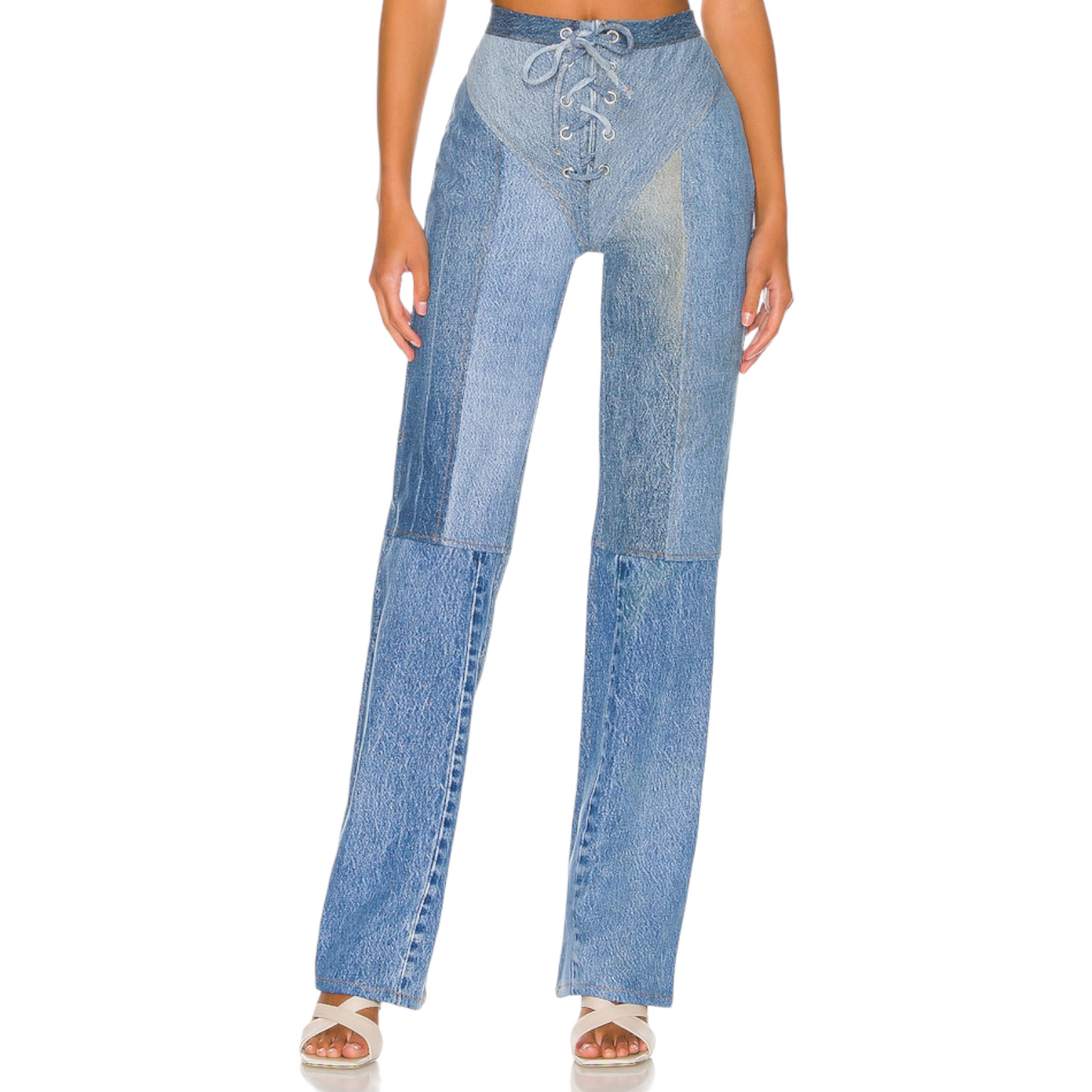 EB Denim Lace Up in Medium Wash