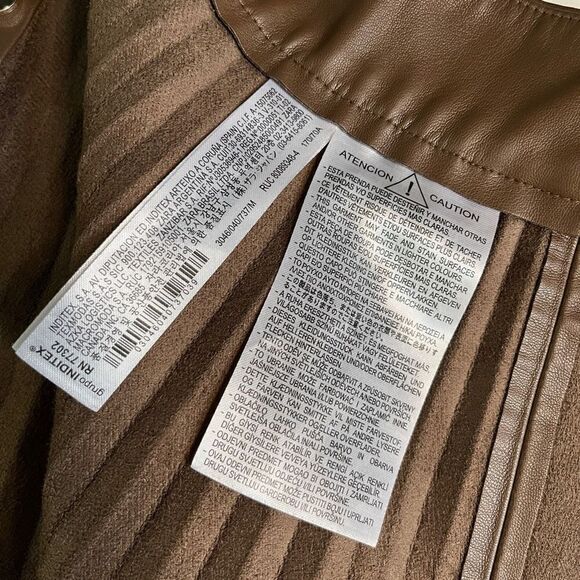 Zara Faux Leather Pleated Skirt Brown Blogger Favorite