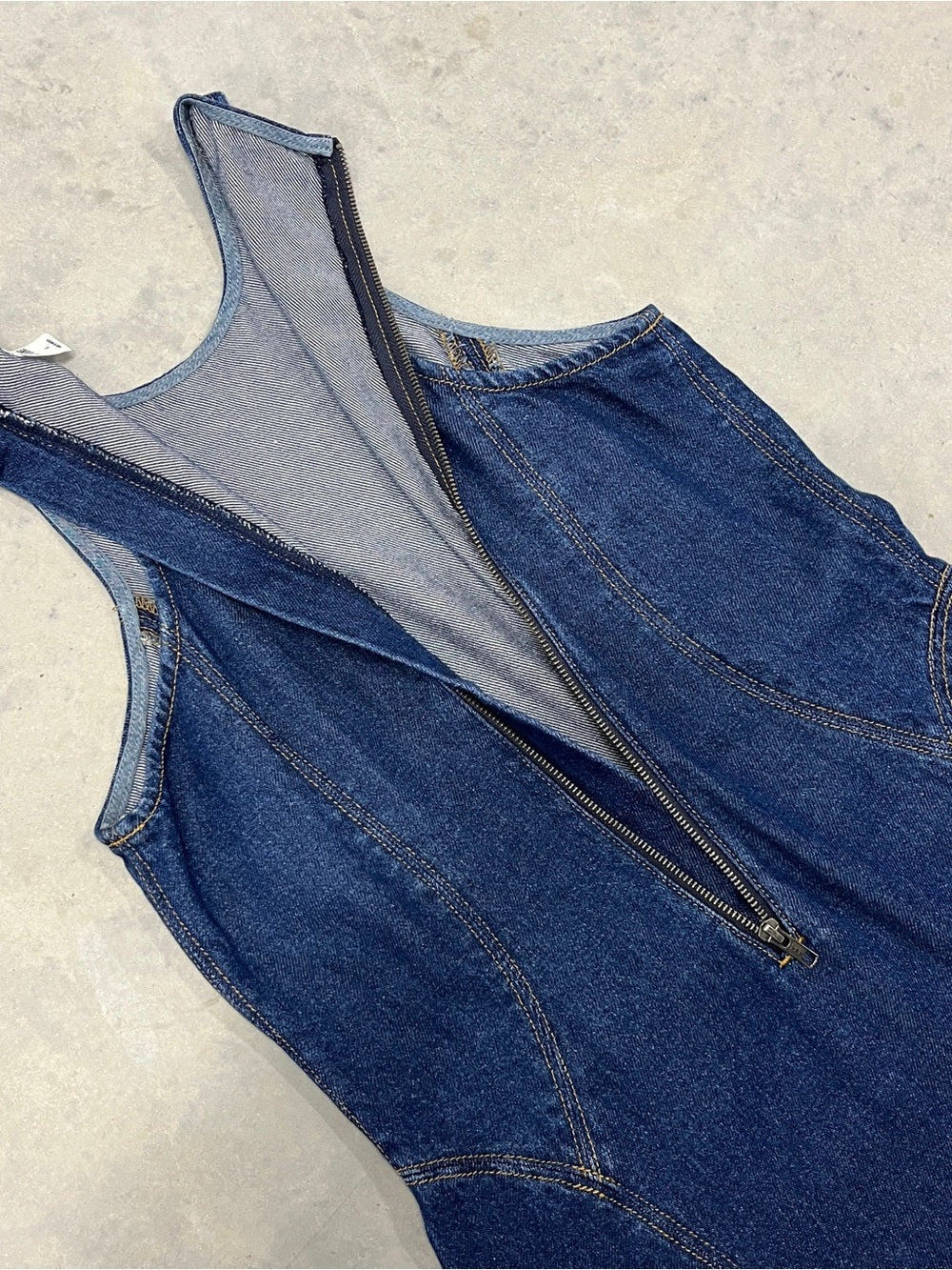 Re/Done zip back lyocell denim mini dress
