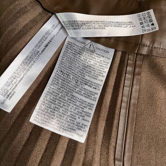 Zara Faux Leather Pleated Skirt Brown Blogger Favorite