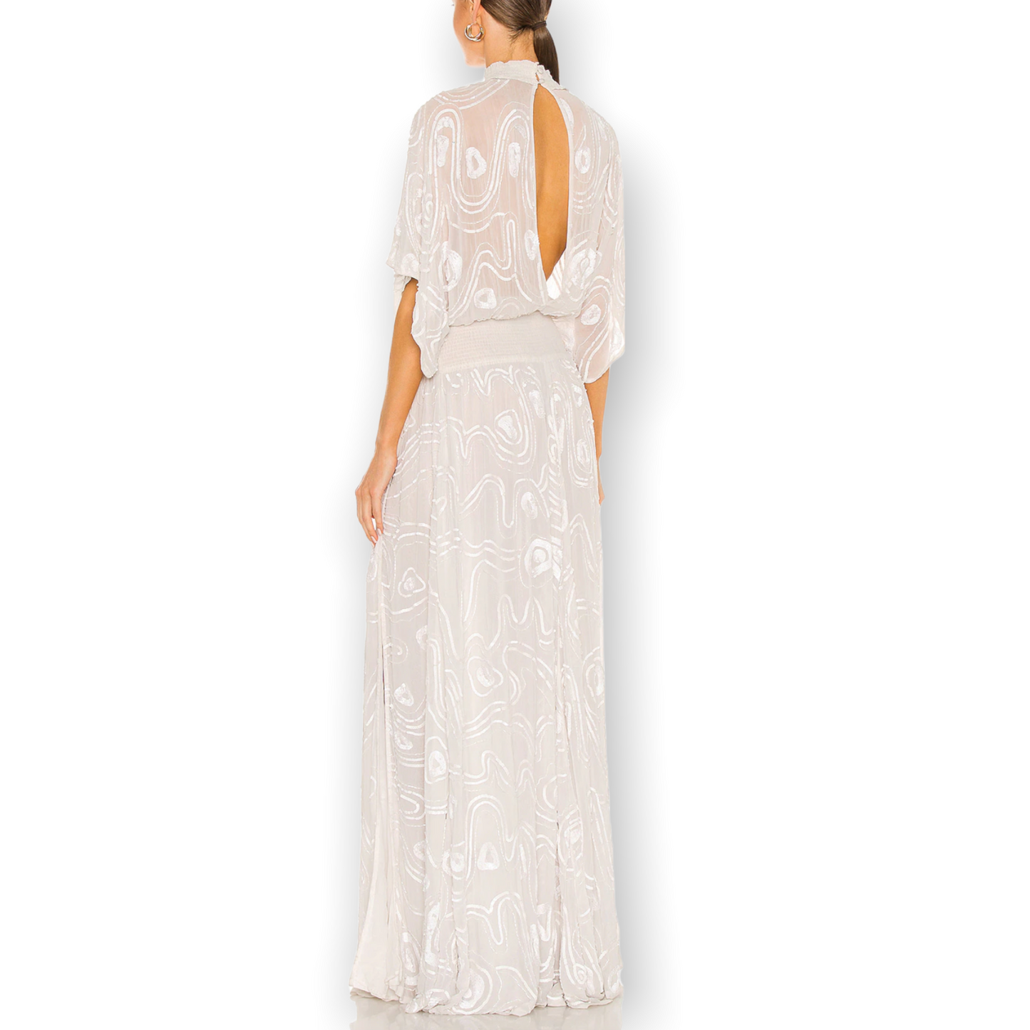 RETROFETE CHLOE EMBELLISHED SILK CHIFFON DRESS WHITE XS
