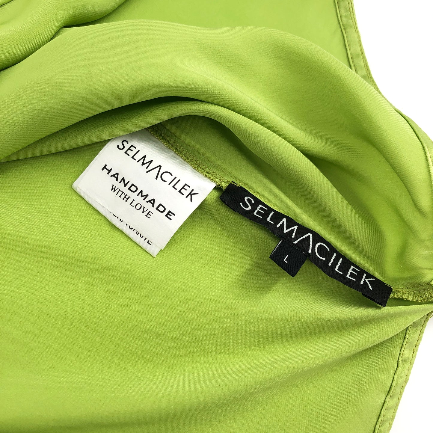 SELMACILEK One Sleeve Silk Dress in Green