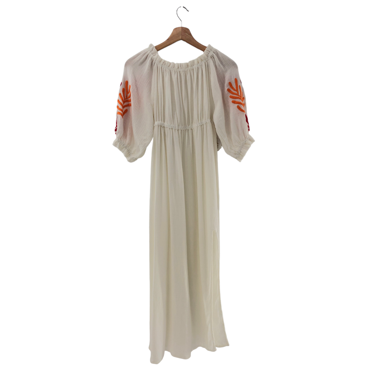 Sundress Poly Dress in Tulum White & Mix Red Embroideries