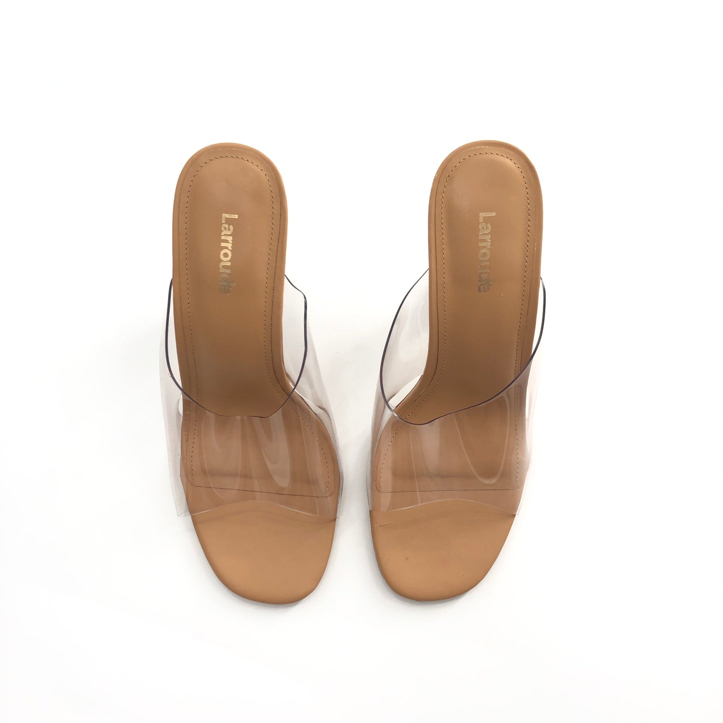 Larroude Madonna Lucite Heel in Tan