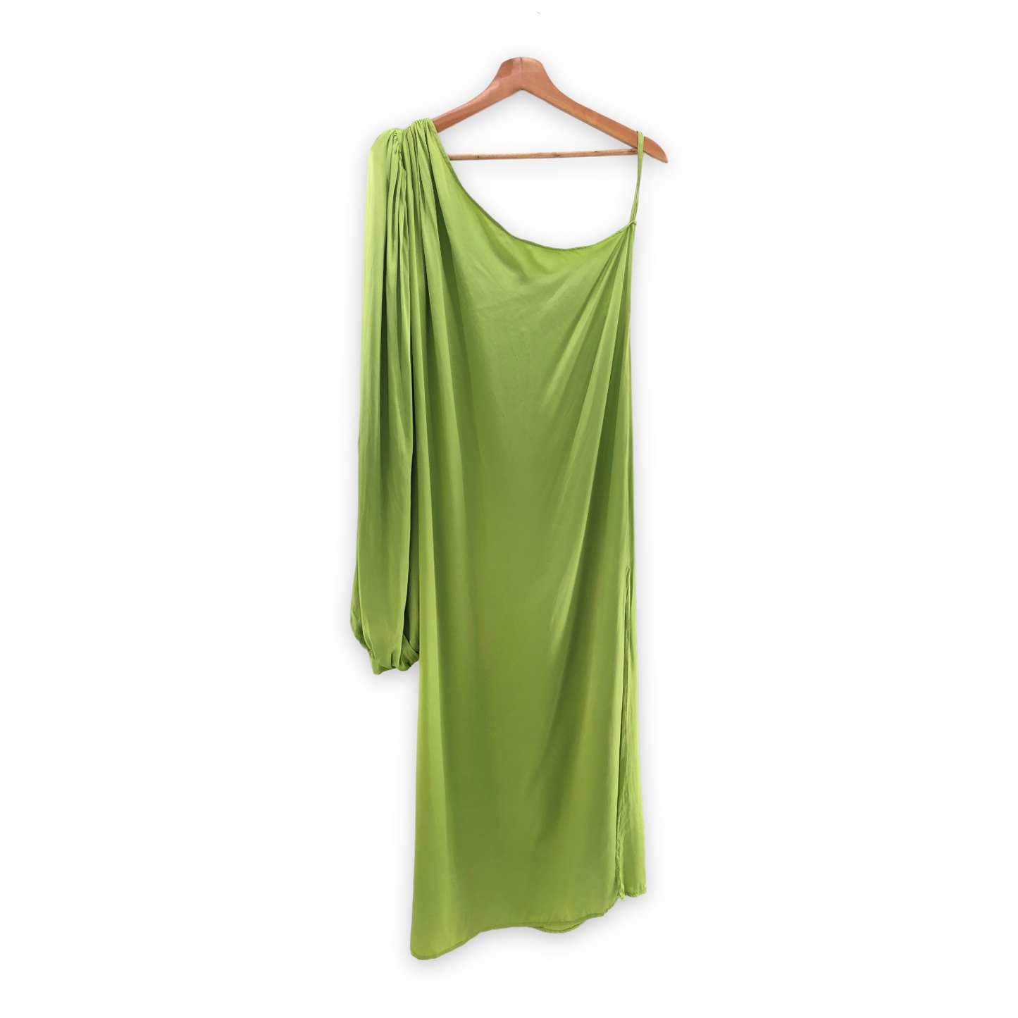 SELMACILEK One Sleeve Silk Dress in Green
