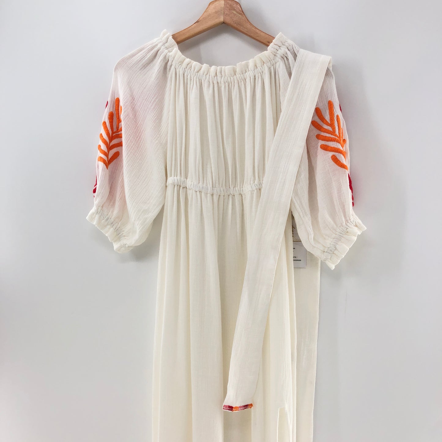 Sundress Poly Dress in Tulum White & Mix Red Embroideries